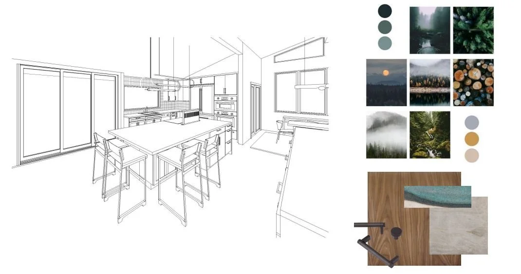 Studio SQUIRE | Marin and SF Bay Area Interior Design Firm | Larkspur Whole Home Renovation | Modern Kitchen Design and Inspiration | Mountain Modern | Teal Walnut Black Taj Mahal Quartzite