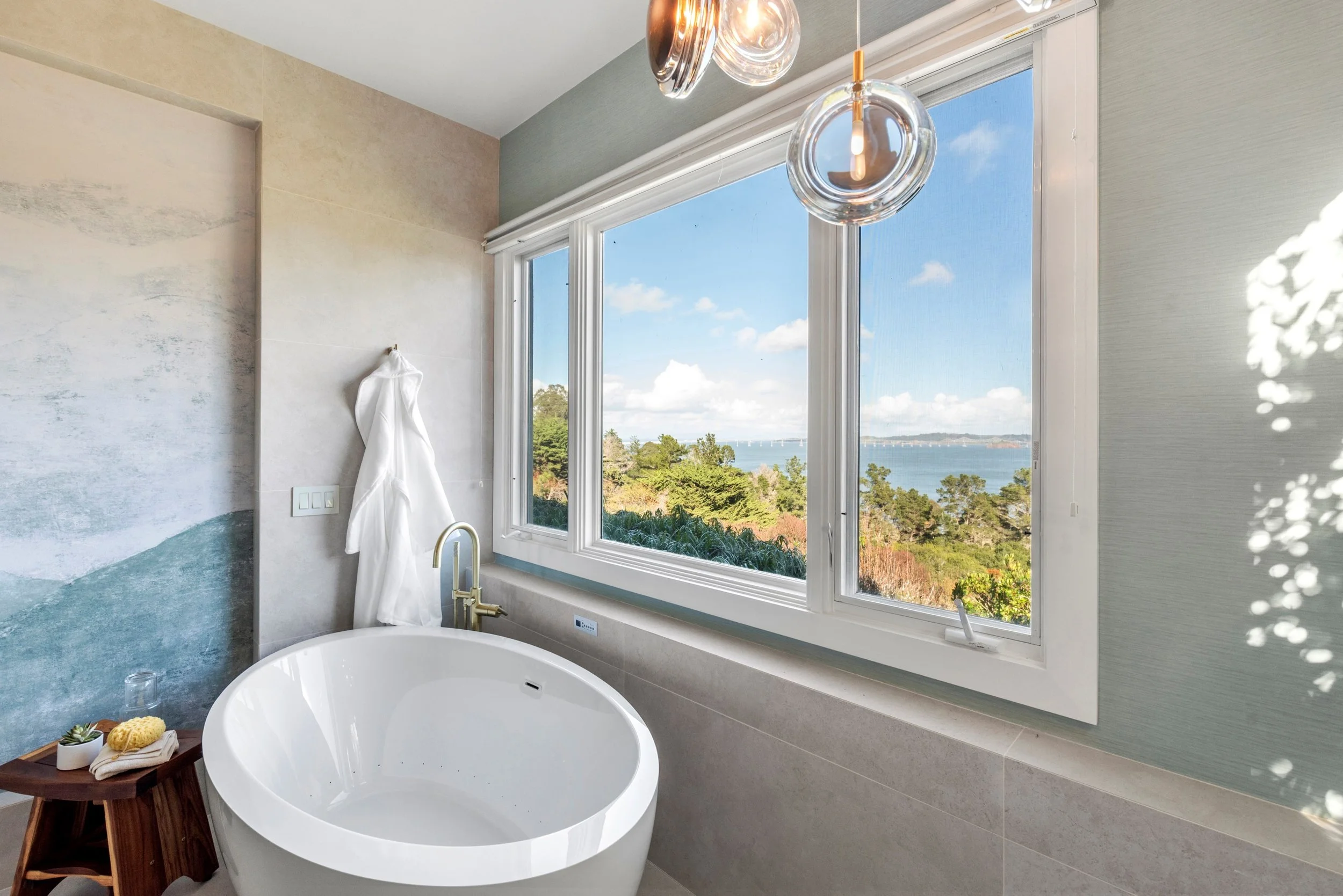 Studio SQUIRE | Interior Design | Marin and SF Bay Area | Luxury Primary Bathroom | Soaking Tub