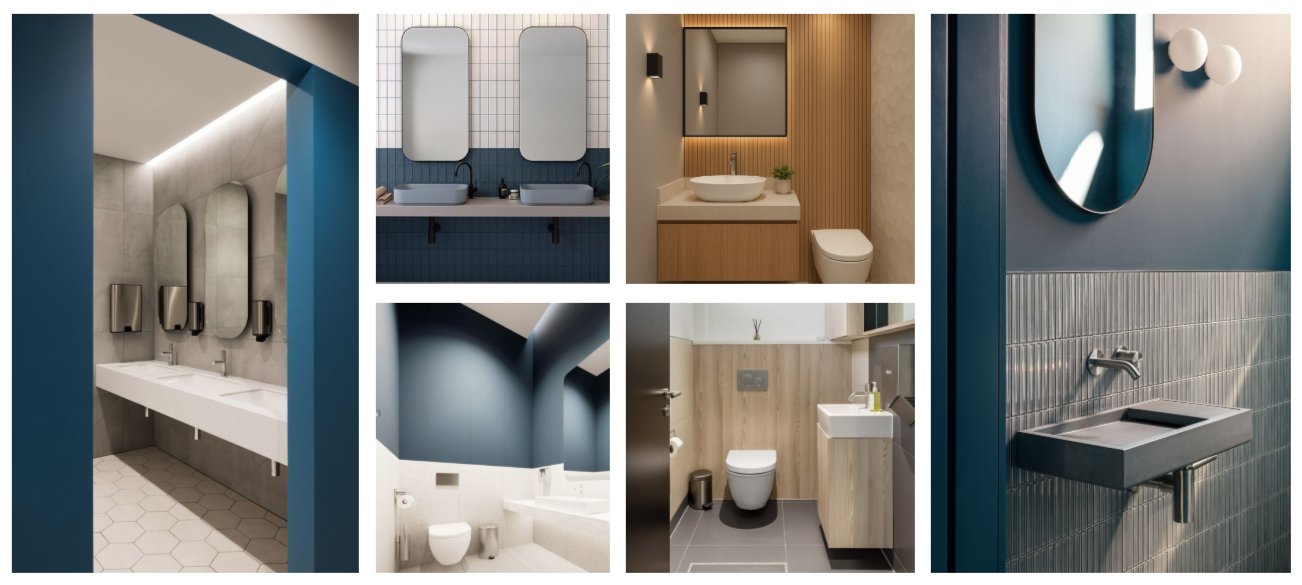 Tiburon Fire Station #11 renovation in Tiburon restroom inspiration board by Studio SQUIRE