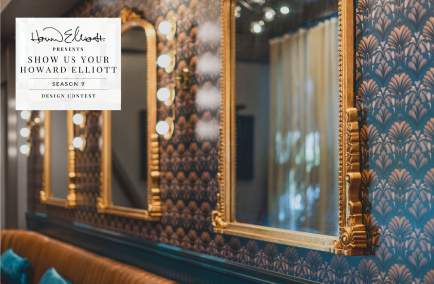 Wine bar renovation in Tiburon designed by Marin interior designer Studio SQUIRE featuring decorative wallpaper, brass wall sconces, and brass mirrors