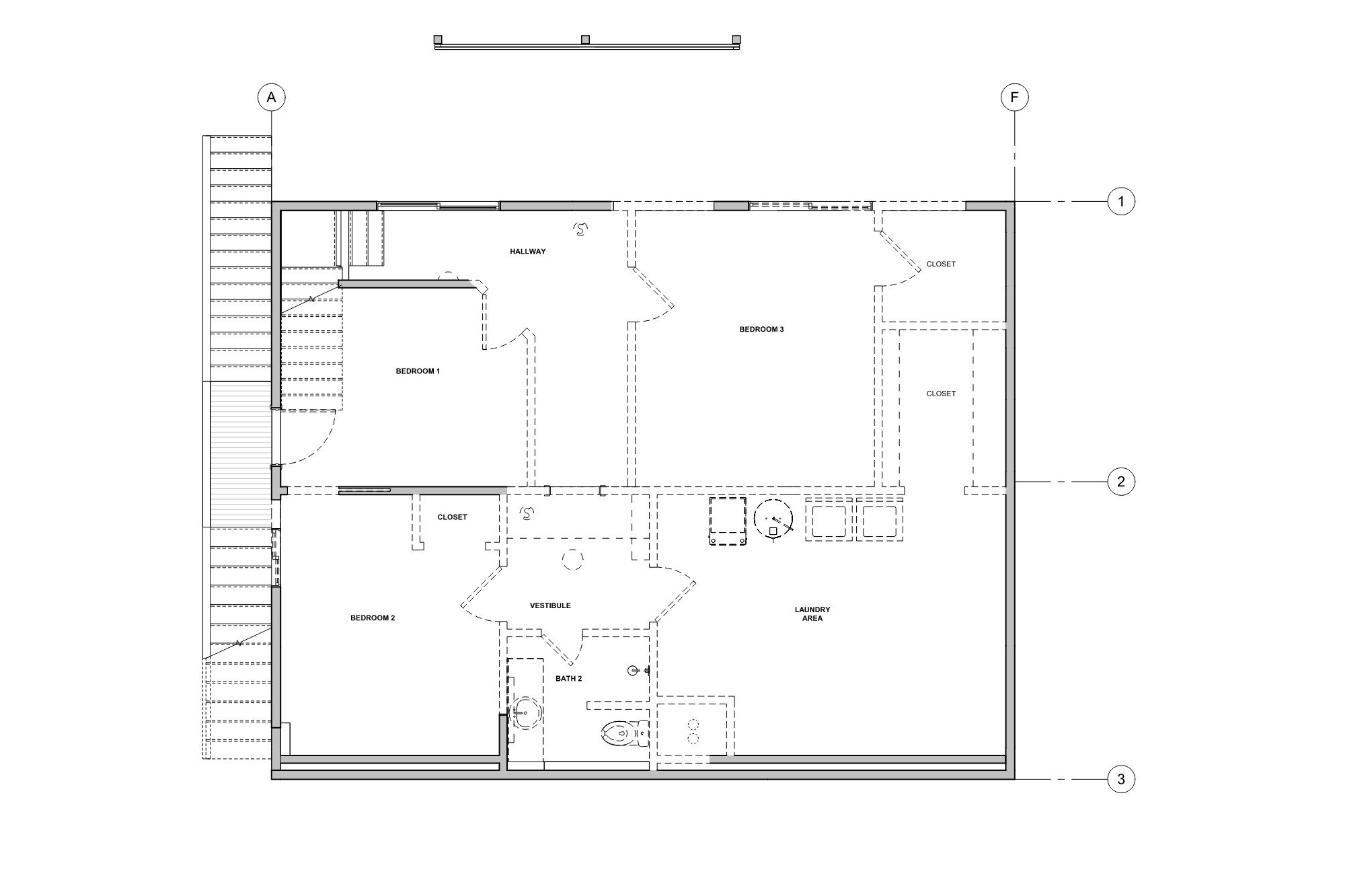 Demolition plan for San Anselmo downstairs renovation project by Marin interior design firm Studio SQUIRE.