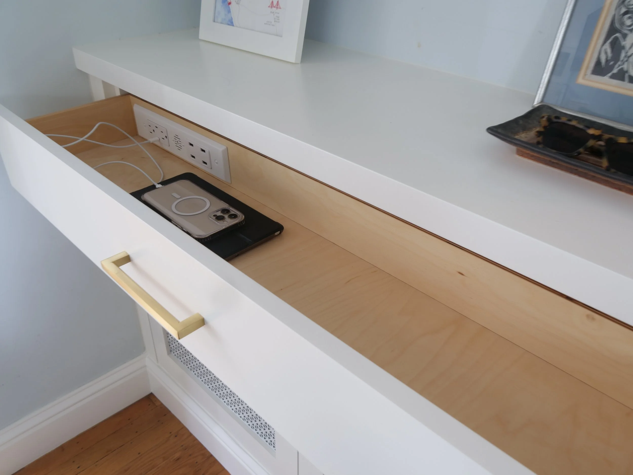 Studio SQUIRE | Interior Design | Marin and SF Bay Area | Custom Charging Drawer