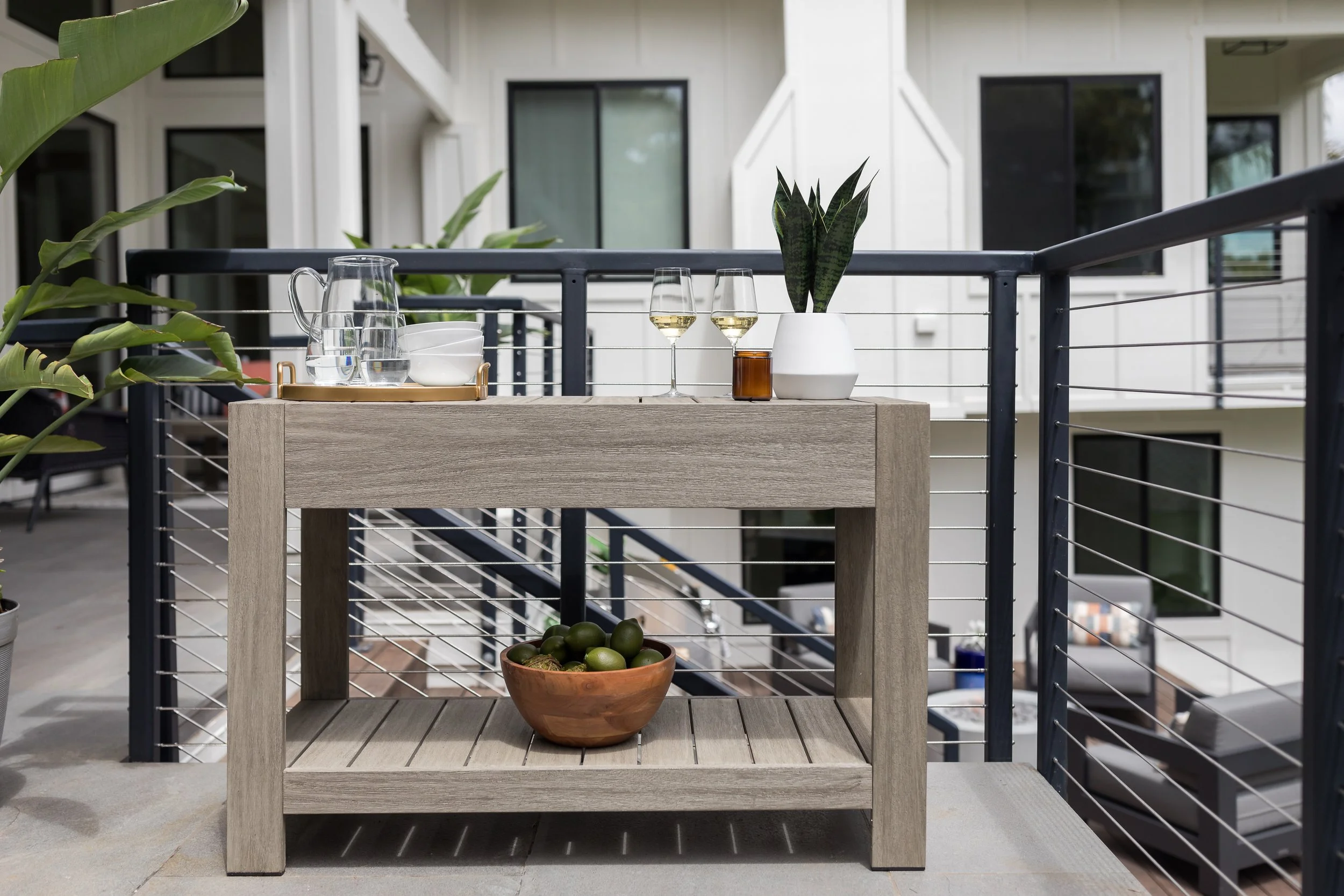 Studio SQUIRE | Marin County and SF Bay Area Interior Design Firm | Mill Valley Project | Modern Outdoor Design | Outdoor Bar Design | Bar Cart Styling