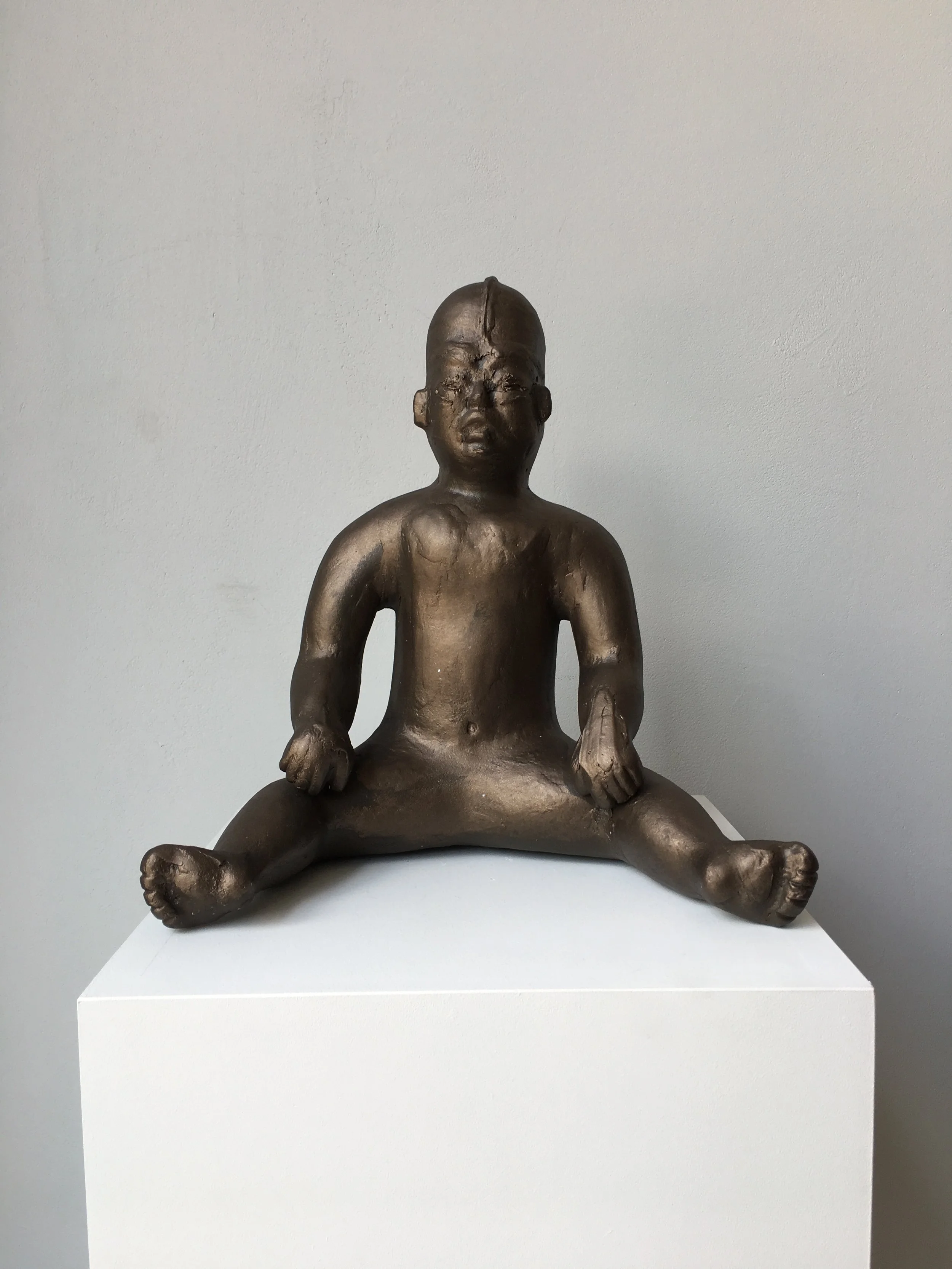 New Strength, 2016, acrylic, bronze leaf, resin on plaster, 13 x 11 x 9 inches (33.02 x 27.94 x 22.86 cm)