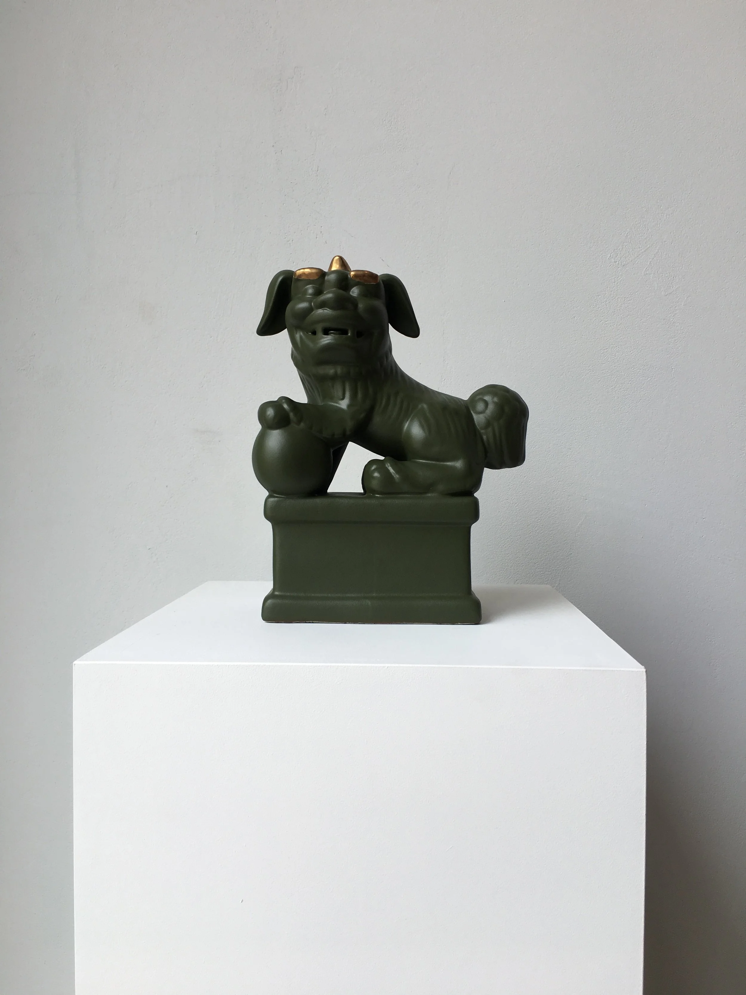 Prosperity 2, 2016, acrylic and enamel and gold leaf on plaster, 11 x 7 x 6 inches (27.94 x 17.78 x 15.24 cm)