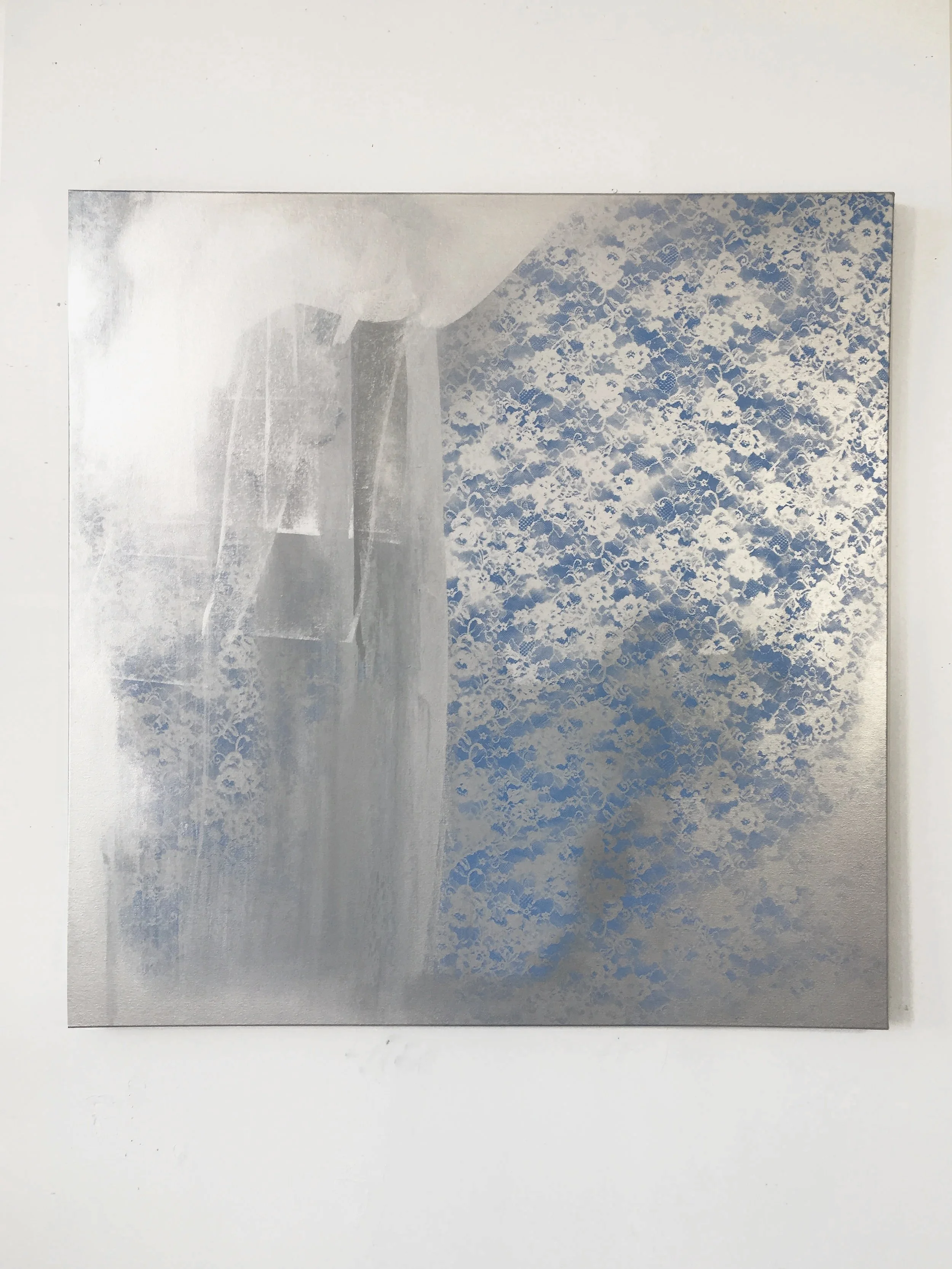 He Loves Me, 2016, acrylic, enamel and platinum leaf on canvas 60 x 60 inches (152.4 x 152.4 cm)