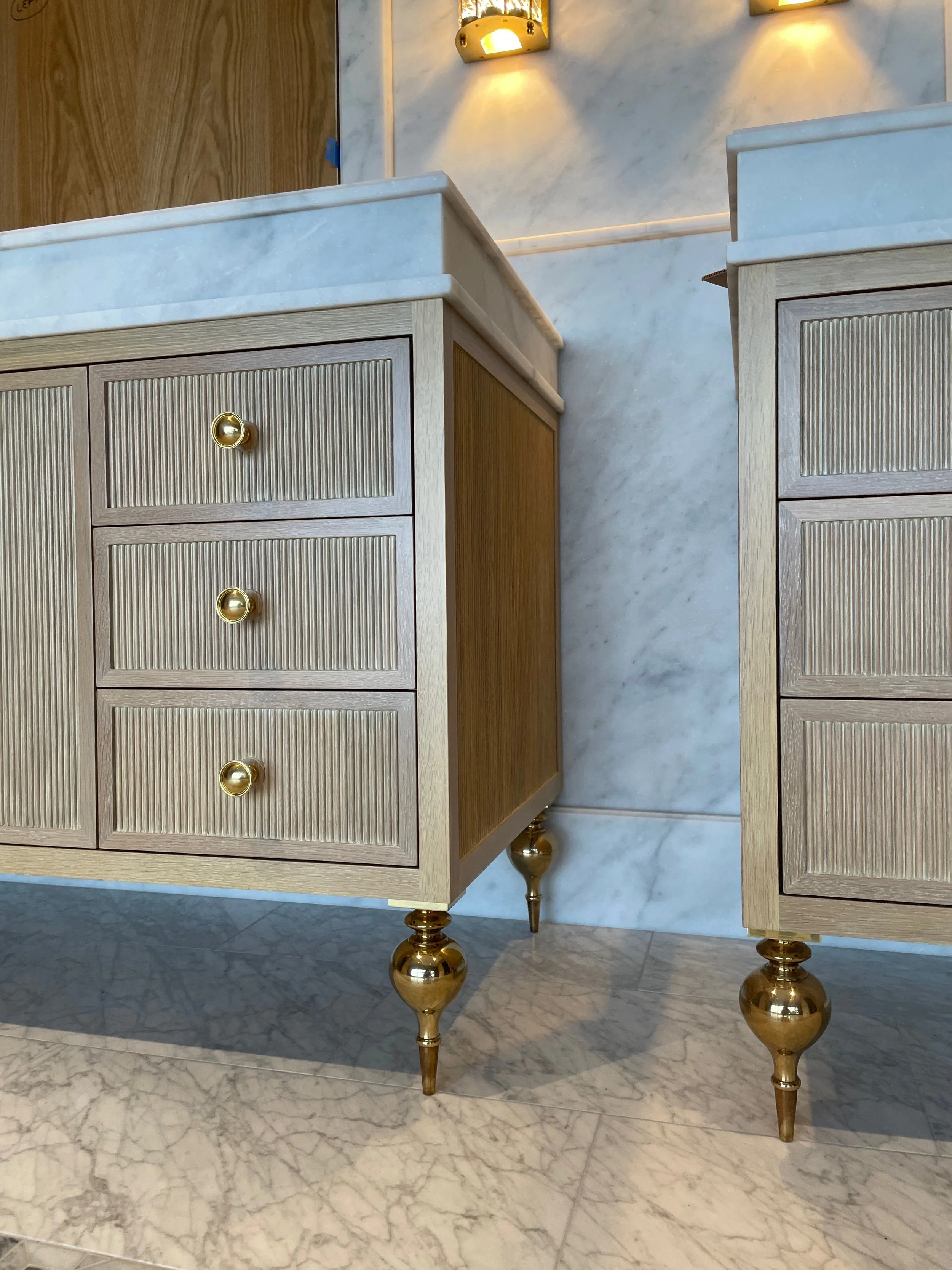 Vanity Feet in unlacquered brass