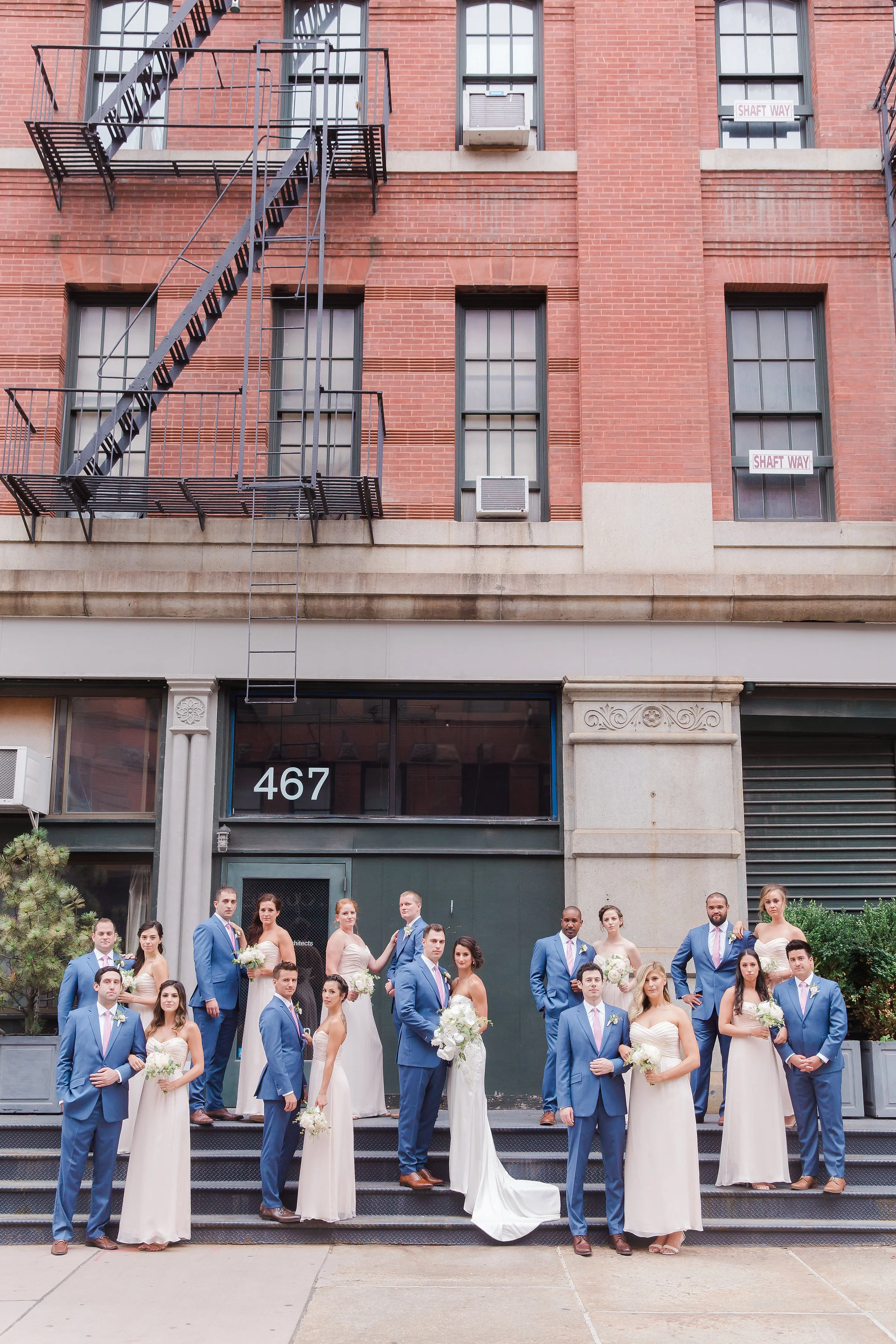 Wedding Party poses in Tribeca
