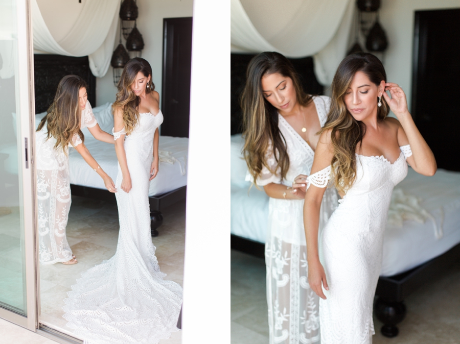 twin sisters on wedding day