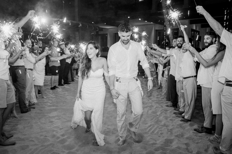 Mexico wedding sparkler exit