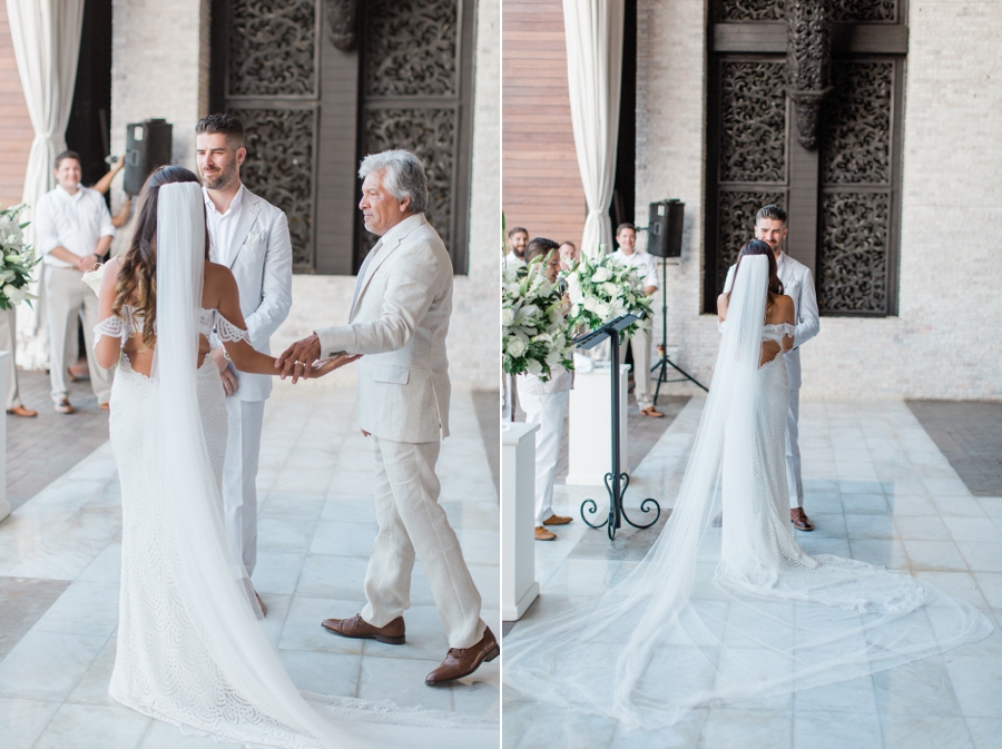 Father gives away the bride
