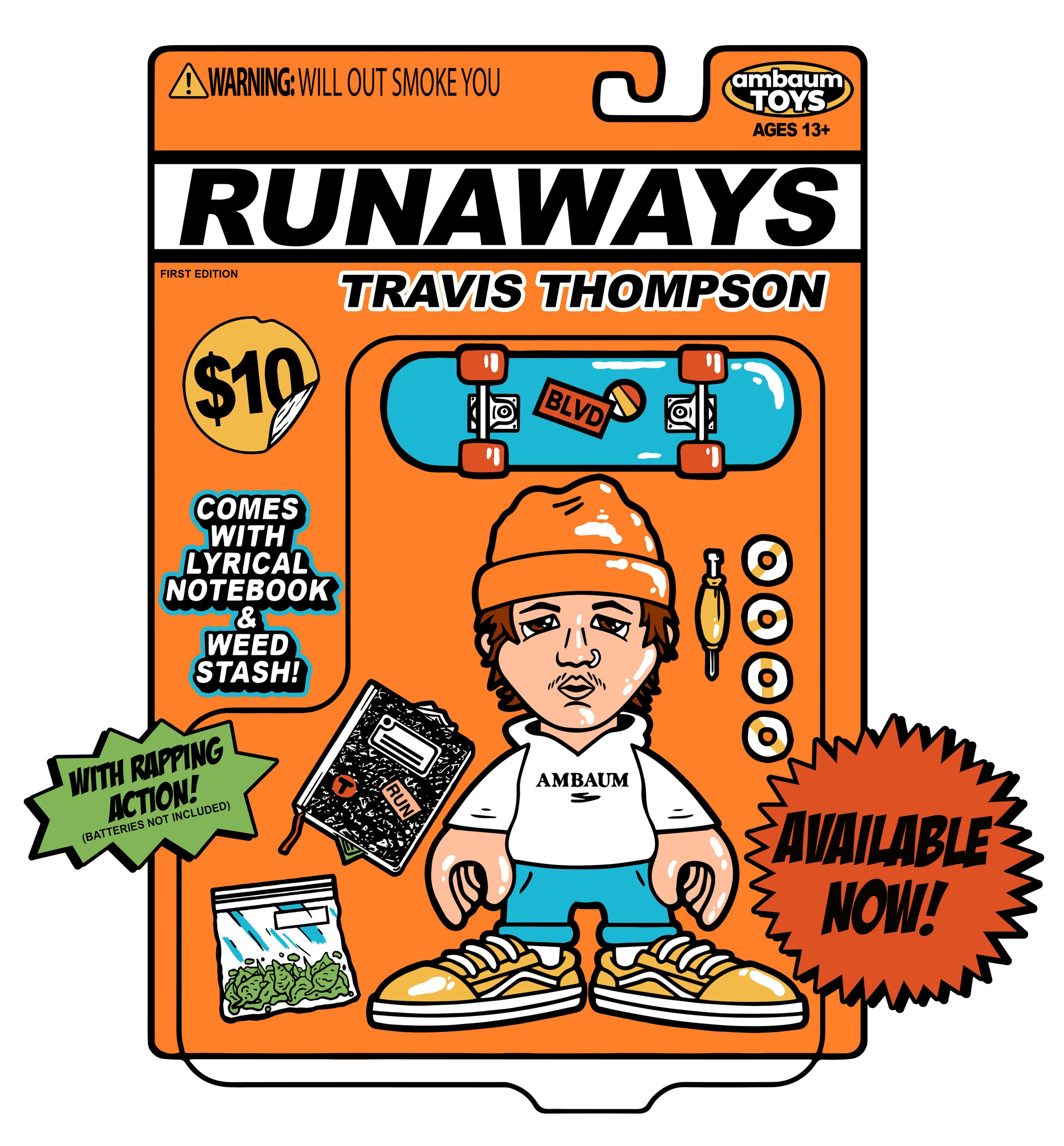 Action Figure merch design for Travis Thompson
