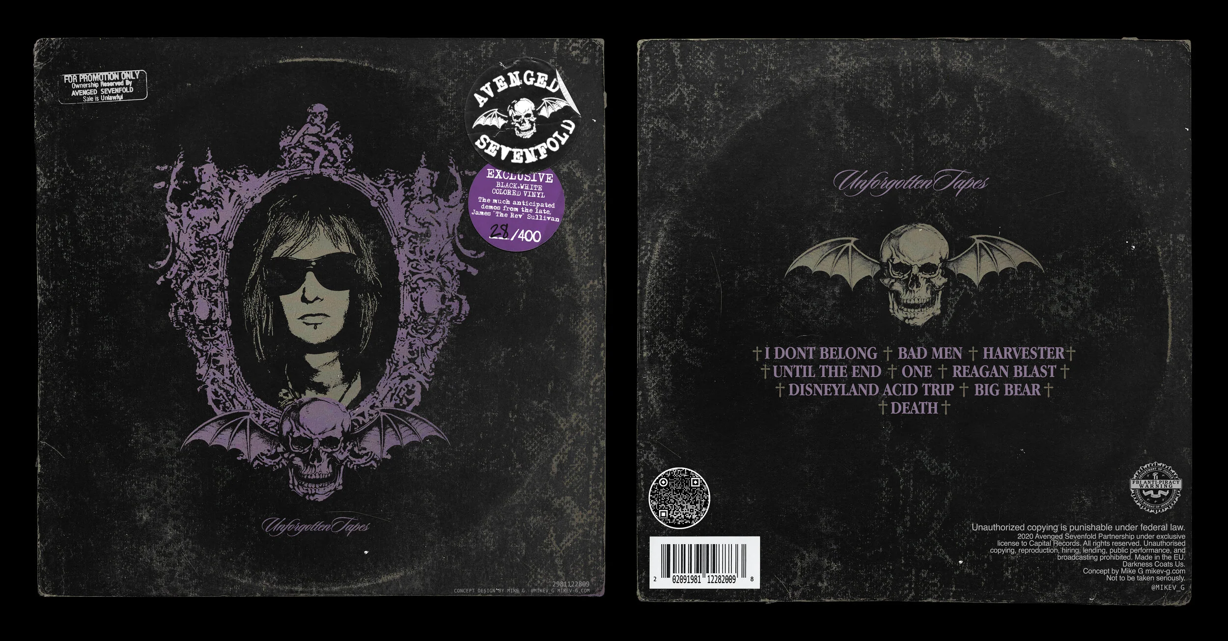 Unofficial design work for Avenged Sevenfold. Strictly fan art. Photographer unknown.