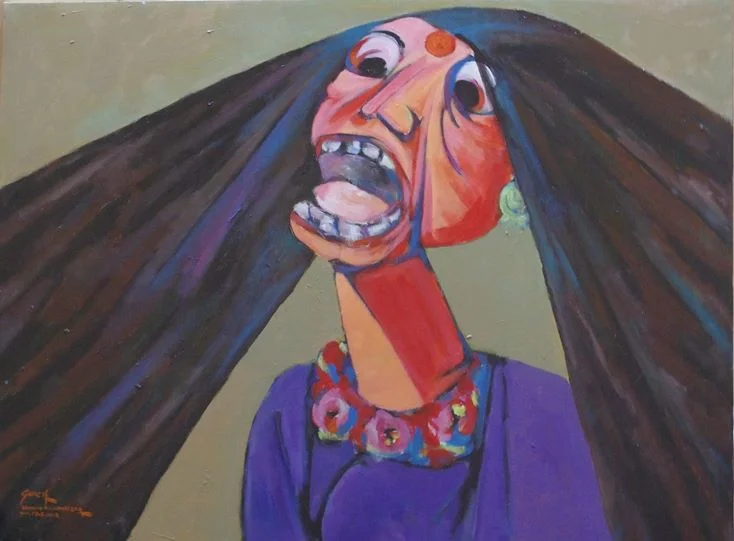  Part of a series of painting on the Delhi rape case. Now part of a private collection. Courtesy Vamona Ananta Sinai Navelcar Facebook page managed by Anne Ketteringham.