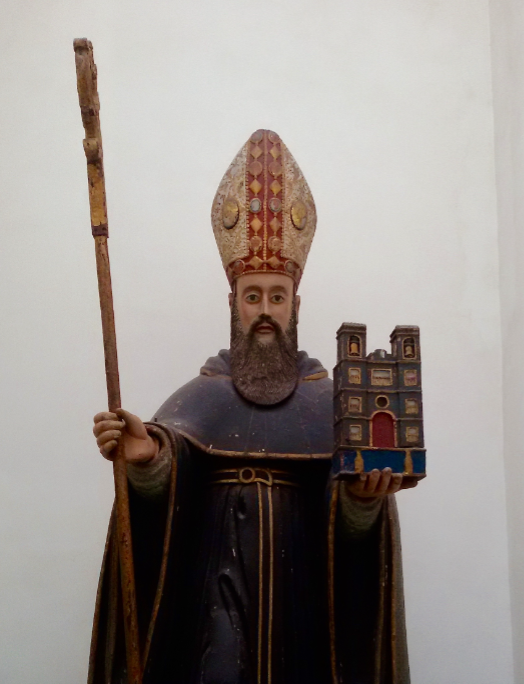 St. Augustine, Indo-Portuguese works 17th century. He is most recognised wearing his Byzantine mitre (tall hat).