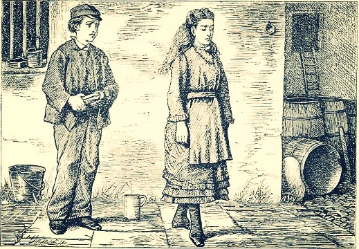 Adopted children in English literature, Pip and Estella of Great Expectations by Charles Dickens. Illustration by F. A. Fraser courtesy Wikipedia commons.