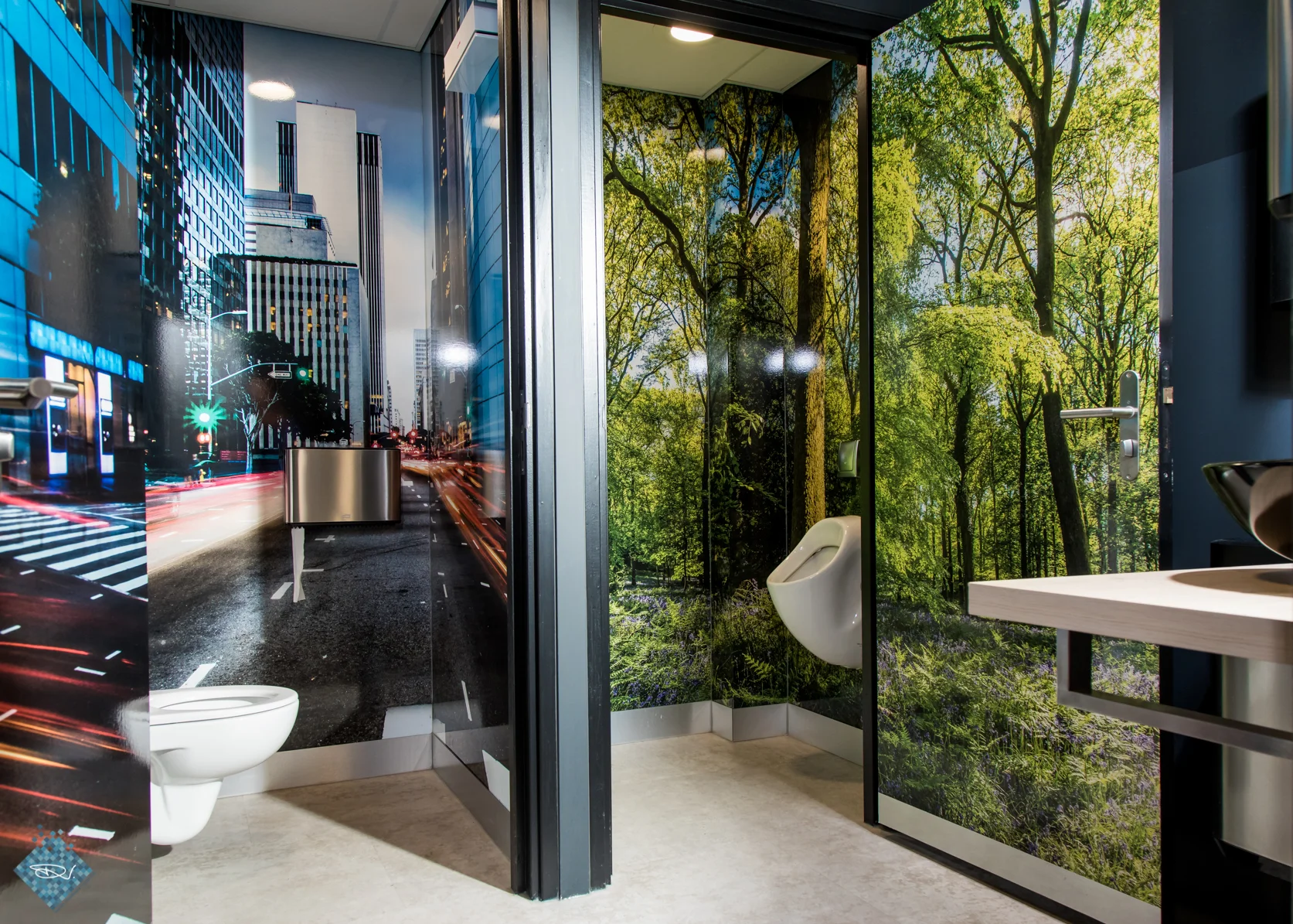 Een voorbeeld van een nieuwe toiletbeleving was daar inpandig ook te vinden....kies je voor een urban-boodschap of een 'wildplasje'? ;-)