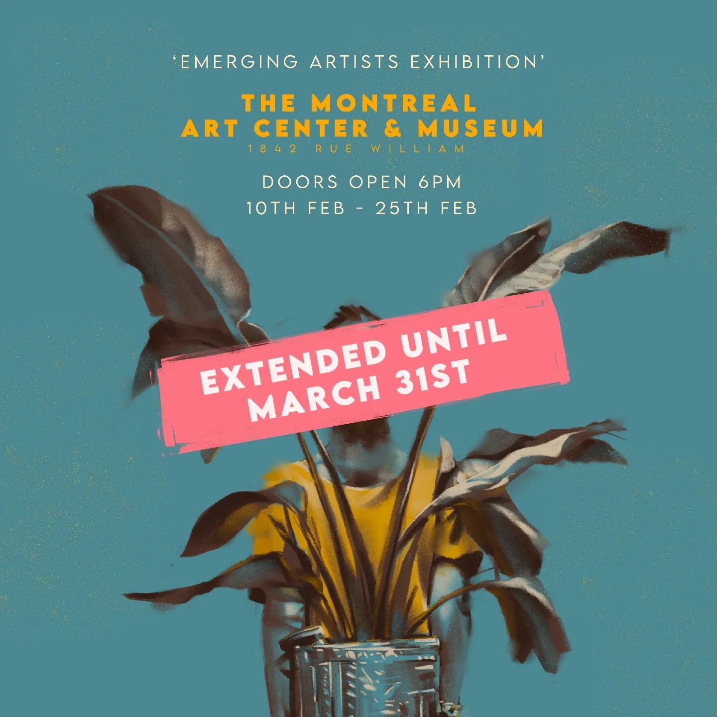 Apparently the @mtlartcenter 'Emerging Artists' exhibition received such a warm reception, they have decided to extend it for another month!

Thank you to everyone who came to the vernissage. You specifically made it such an impactful moment to spur 