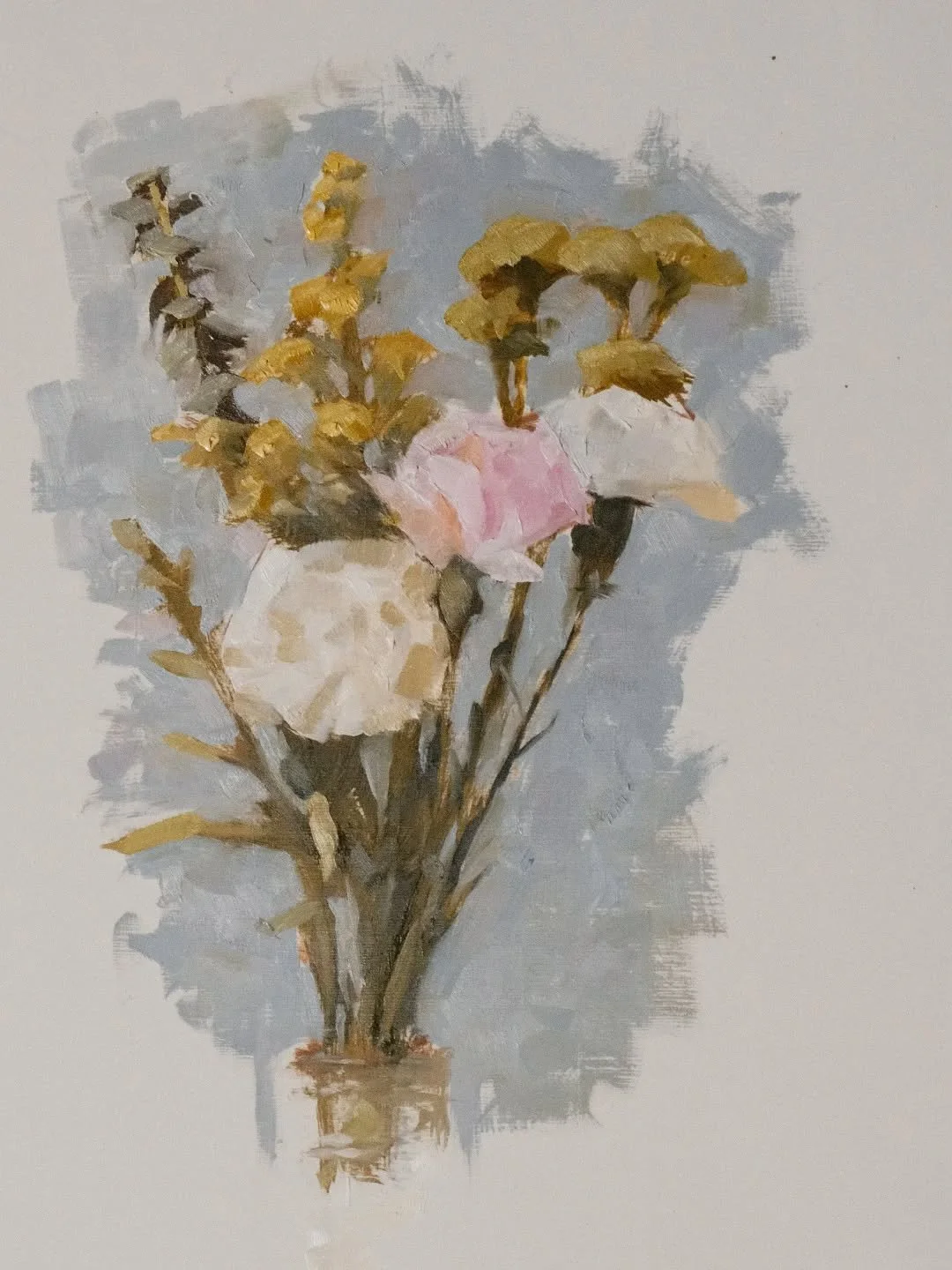 I really enjoyed painting this floral still life. Such a tricky balance of edges, colors and brushwork. It's a real workout. DM if you'd like to scoop this one up (Christmas gift?)

9x12 Oil on Canvas paper

#montrealartist 
#montrealart 
#stilllife 