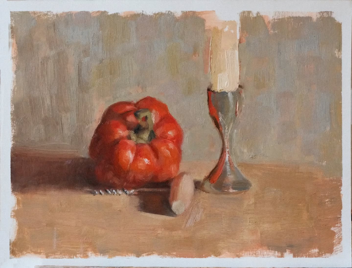 Painted a pepper, I know, I'm pretty wild.

With @jocelynrenouf 
#montrealartist 
#montrealart 
#pleinair 
#stilllife 
#oilpainting