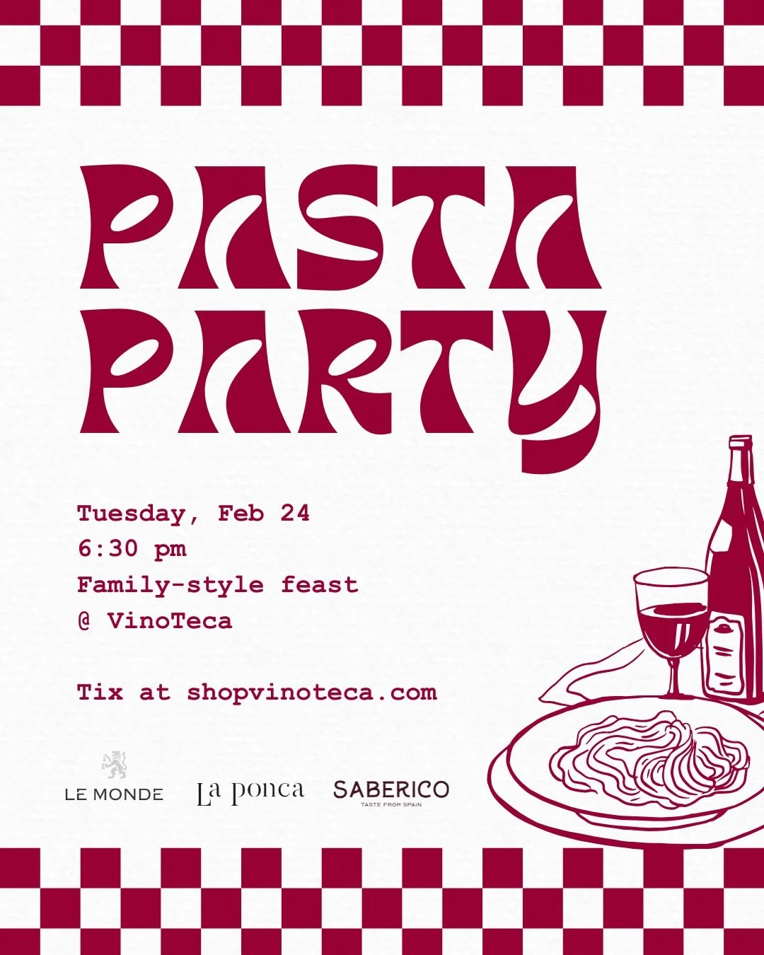 We&rsquo;re inviting our Vino family to a family-style pasta party 🍝&nbsp;🍷&nbsp;

Giovanni Brumante, owner of @lemondewine and La Ponca wineries, will join us for a night of Friulian wine perfectly paired with PASTA!

Tucked into Italy&rsquo;s nor