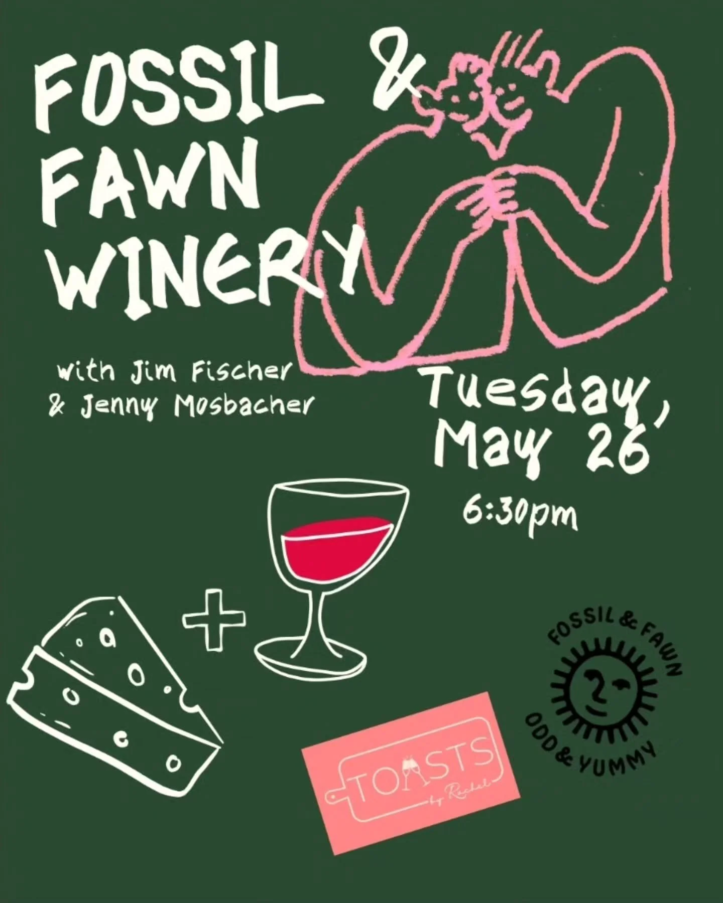 Join the owners and winemakers Jim Fischer &amp; Jenny Mosbacher for a lively night of wild wines, dreamy cheeses, and the stories behind every bottle. We&rsquo;ll taste through a lineup of fan favorites expertly paired with artisan cheeses plus acco