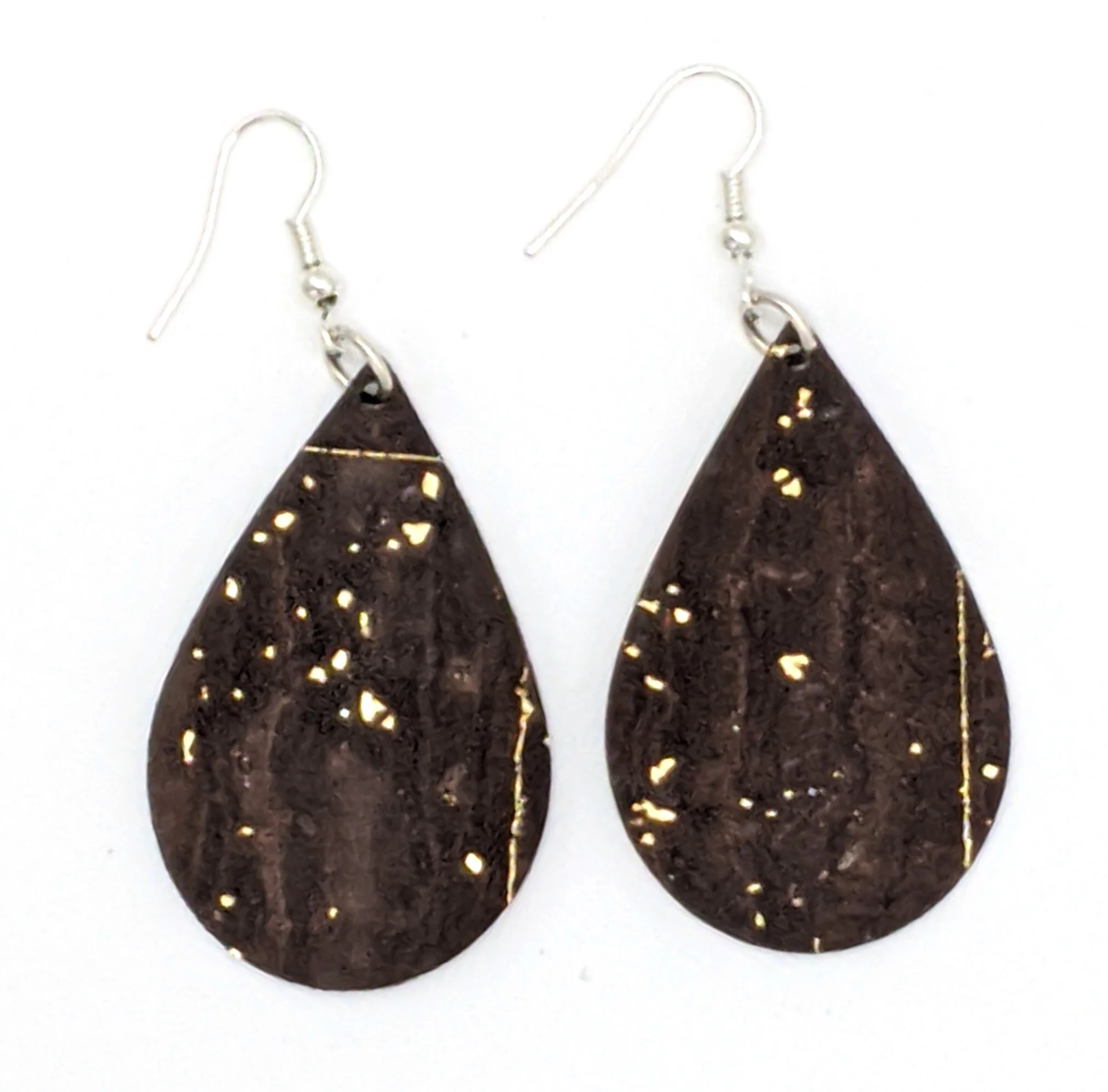 Chocolate Brown Cork Teardrop Earrings