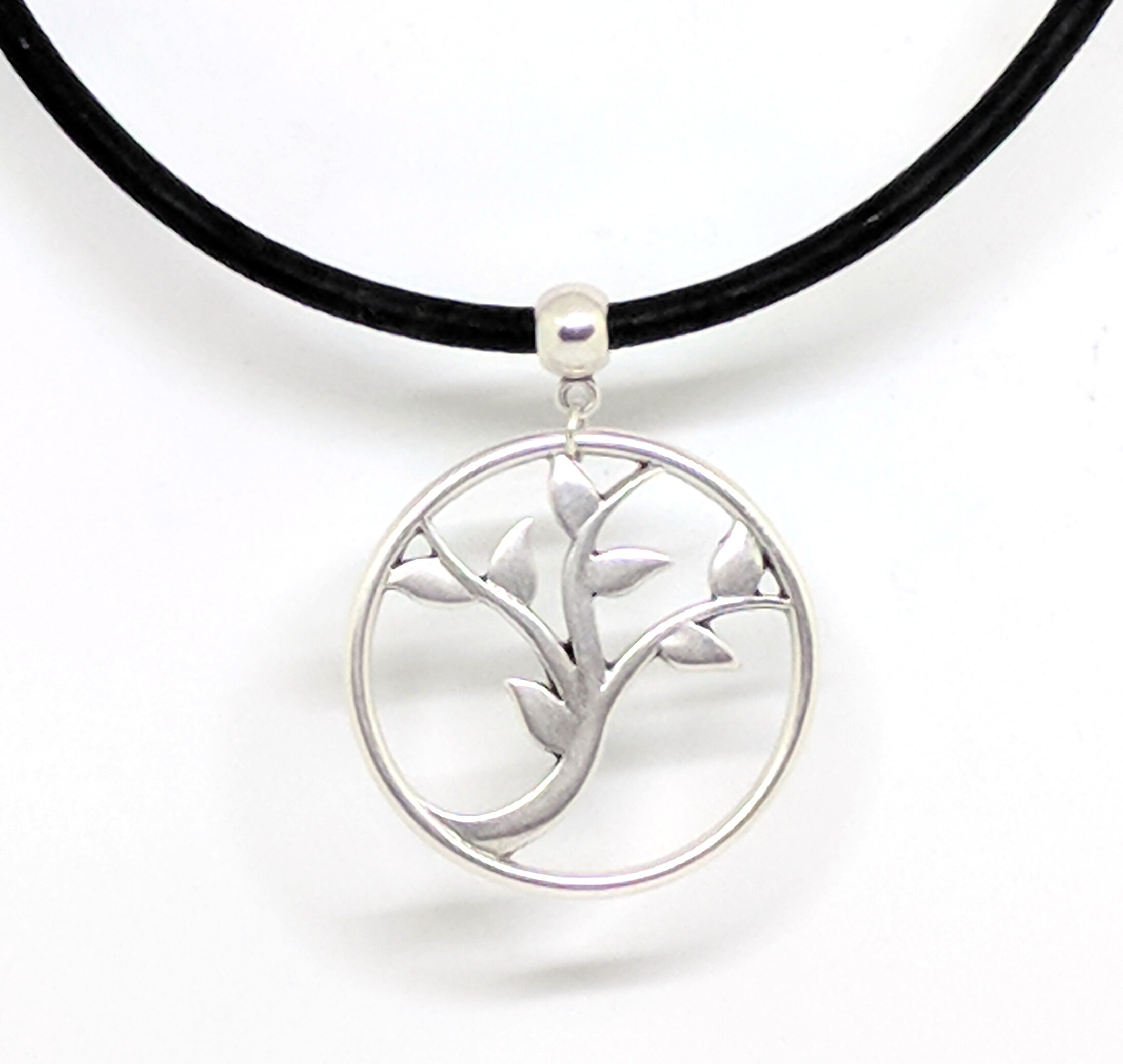 Cork Cord necklace with silver tree of life pendant