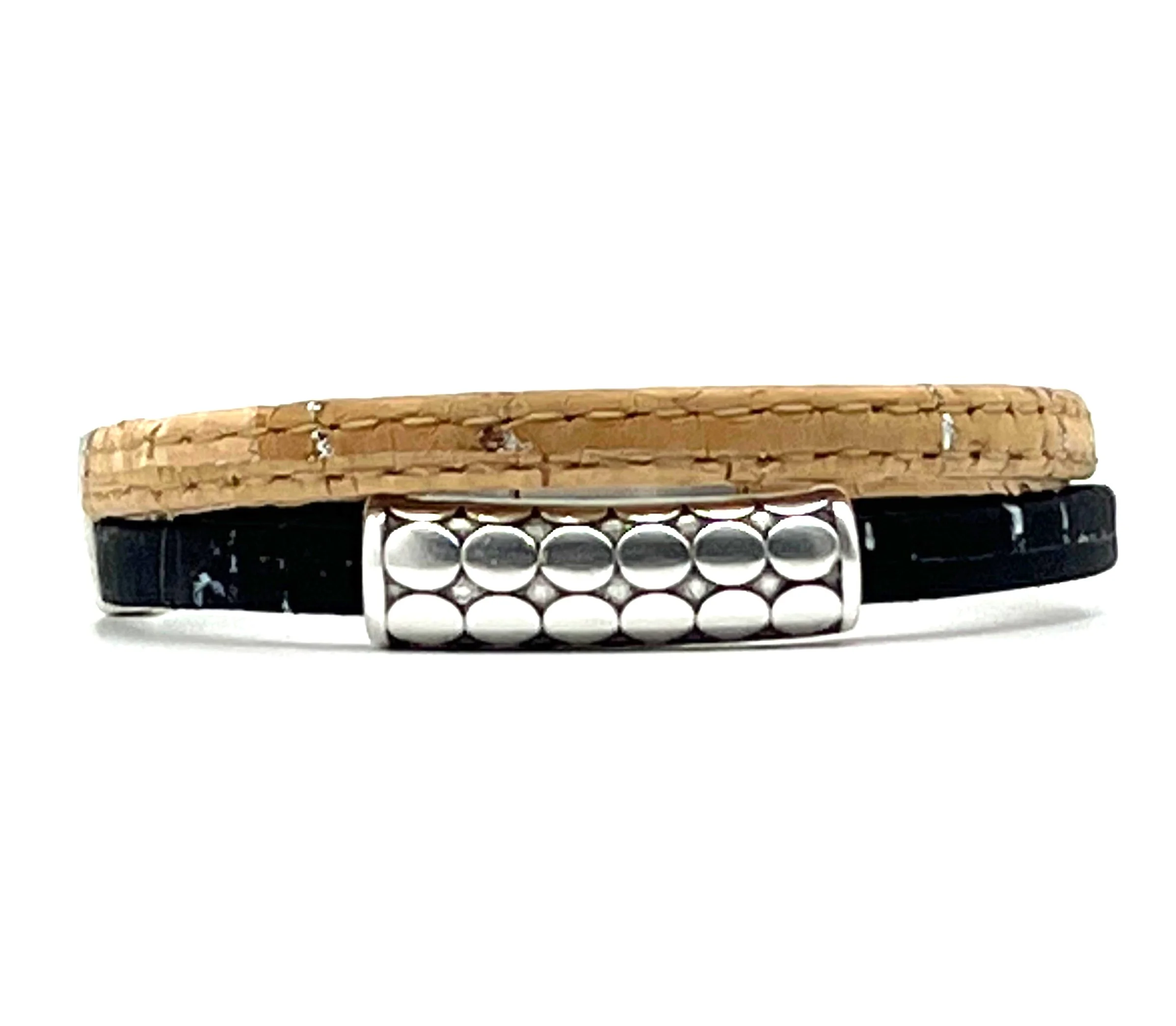 Classic cork bracelet mod circles black silver.jpg