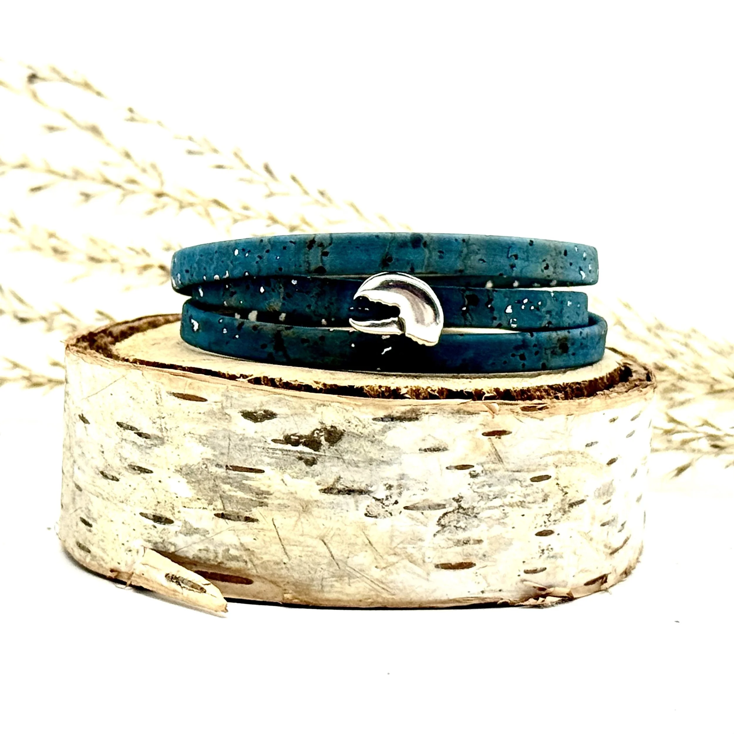Triple Wrap Cork Bracelet lobster claw seafoam.jpg
