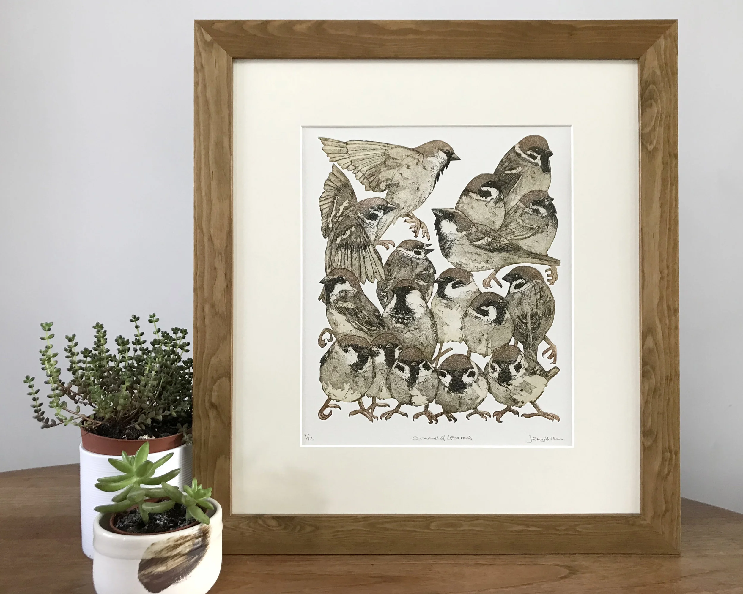 Quarrel of sparrows. 2018. Hand cut etching. Edition of 12 SOLD OUT