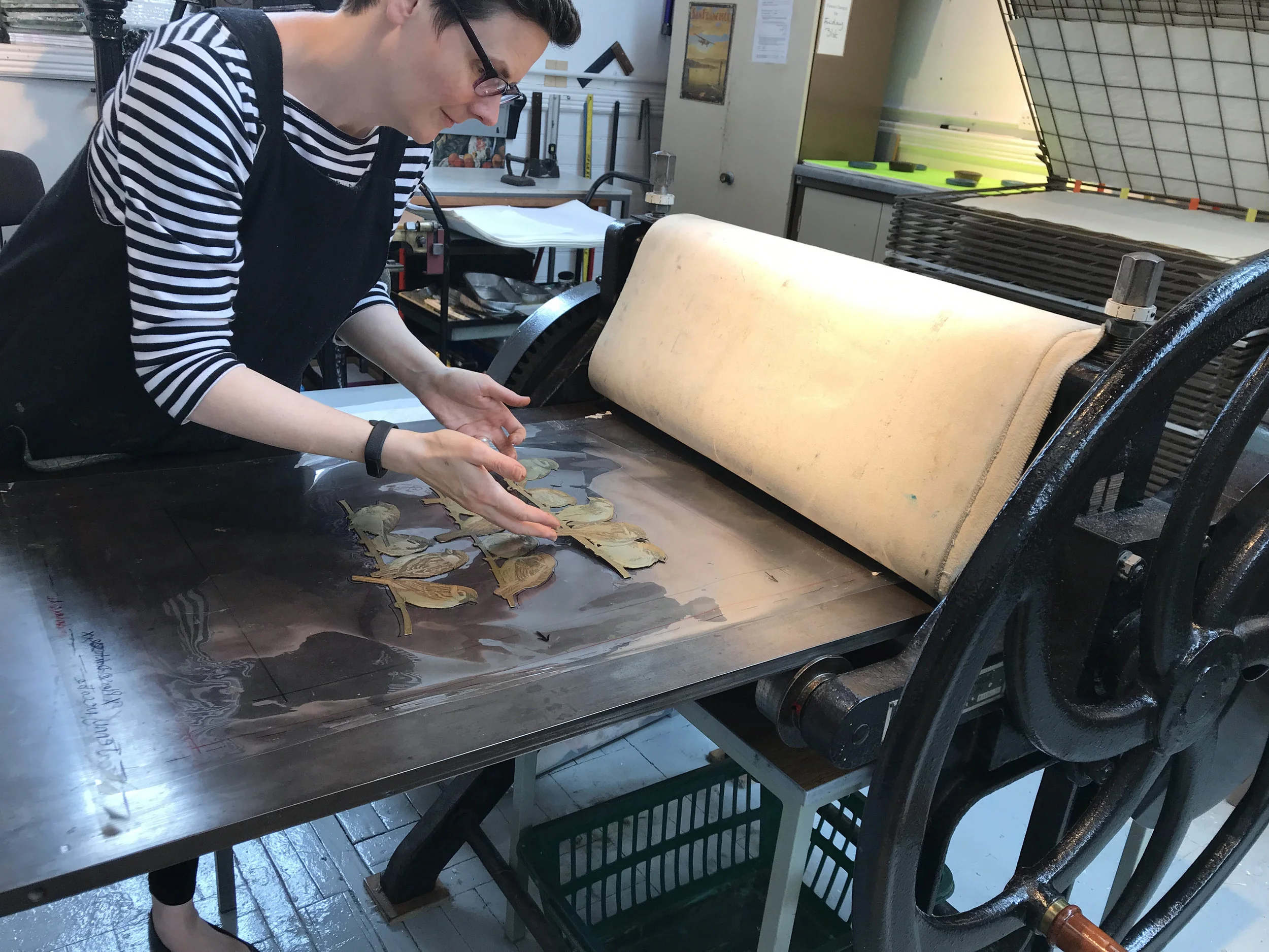 jenny at press laying platessmall .jpg