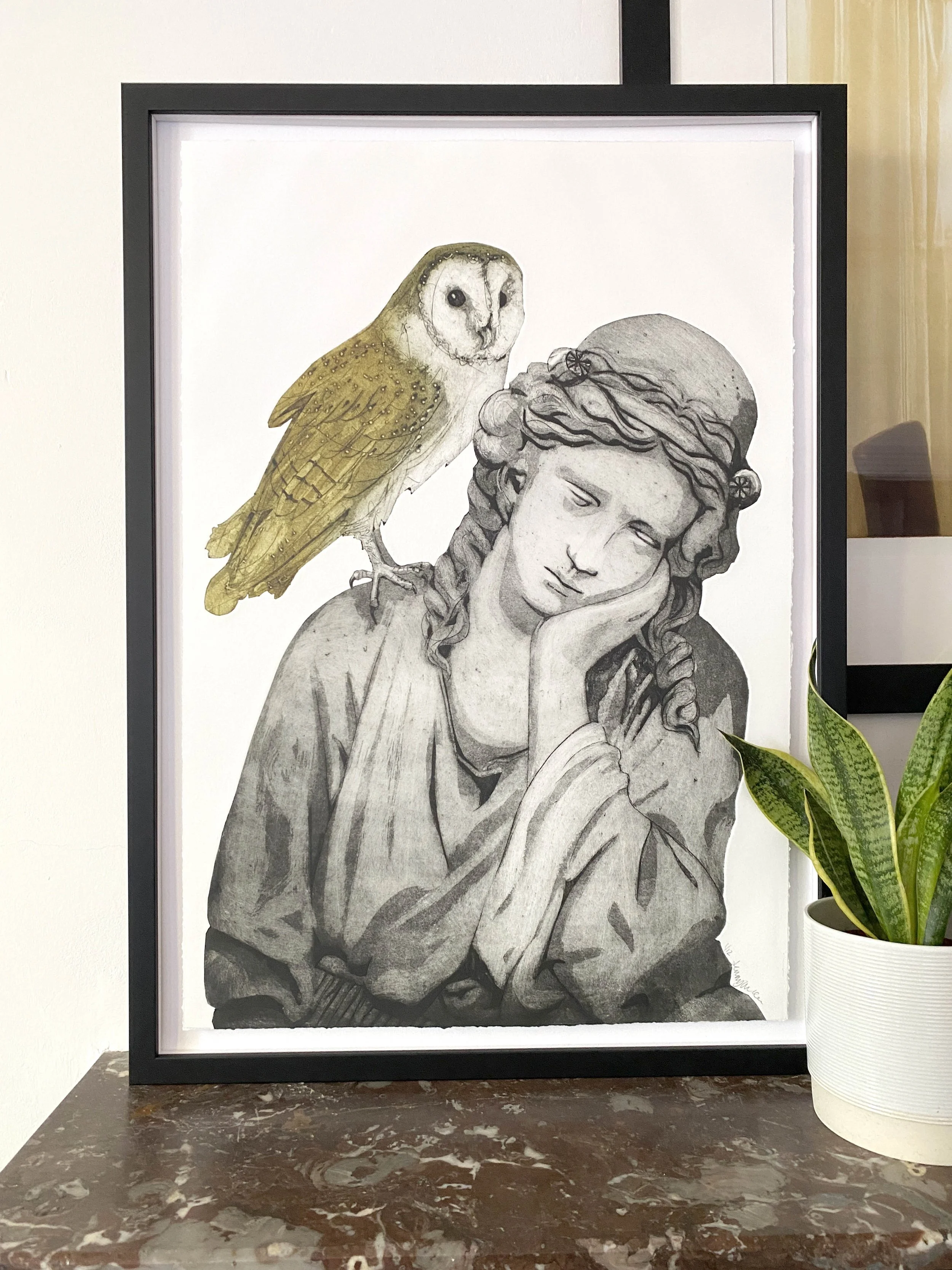 Intuition - Statue with Barn owl