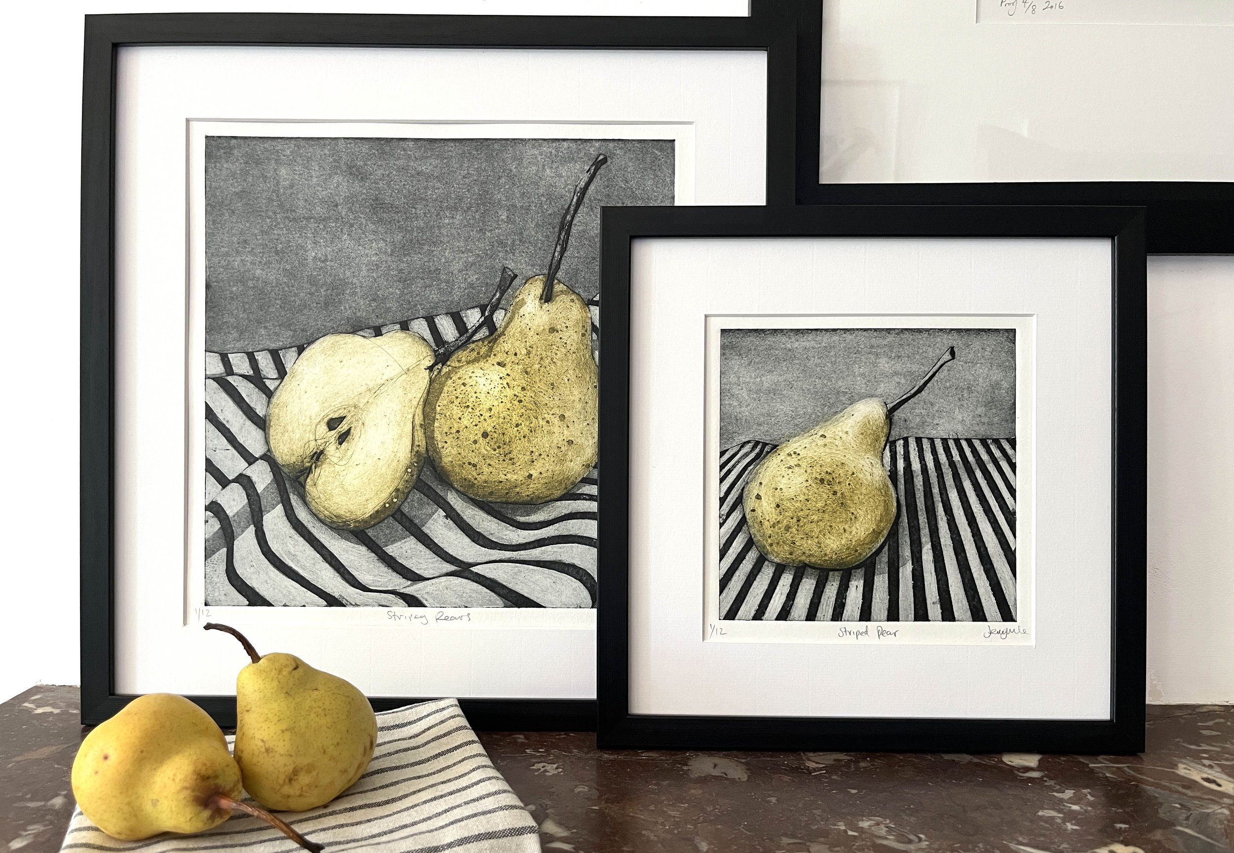 Collagraph print - Two pears on a stripy teatowel
Jenny McCabe
2026