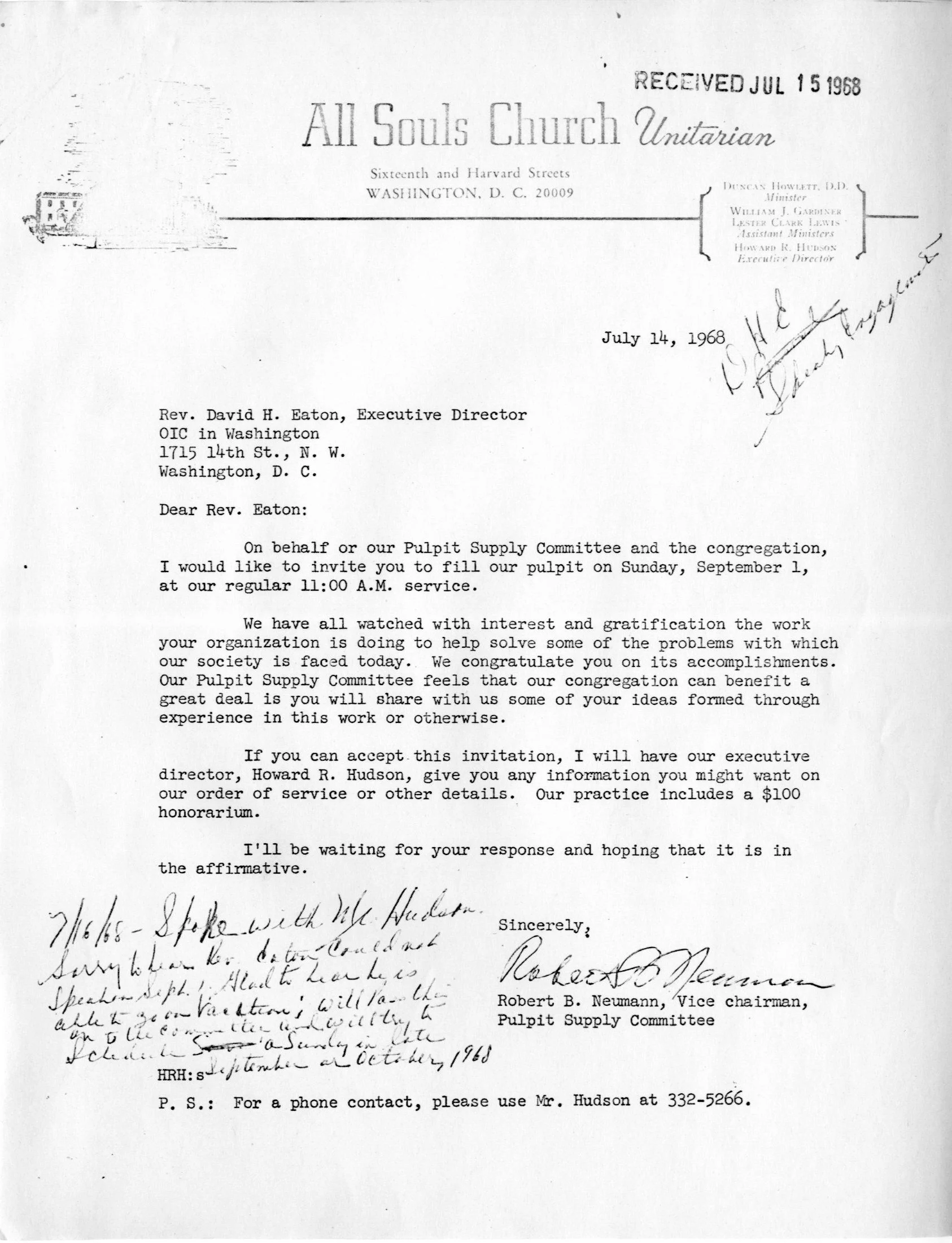 All Souls Church, Unitarian Archives Highlights