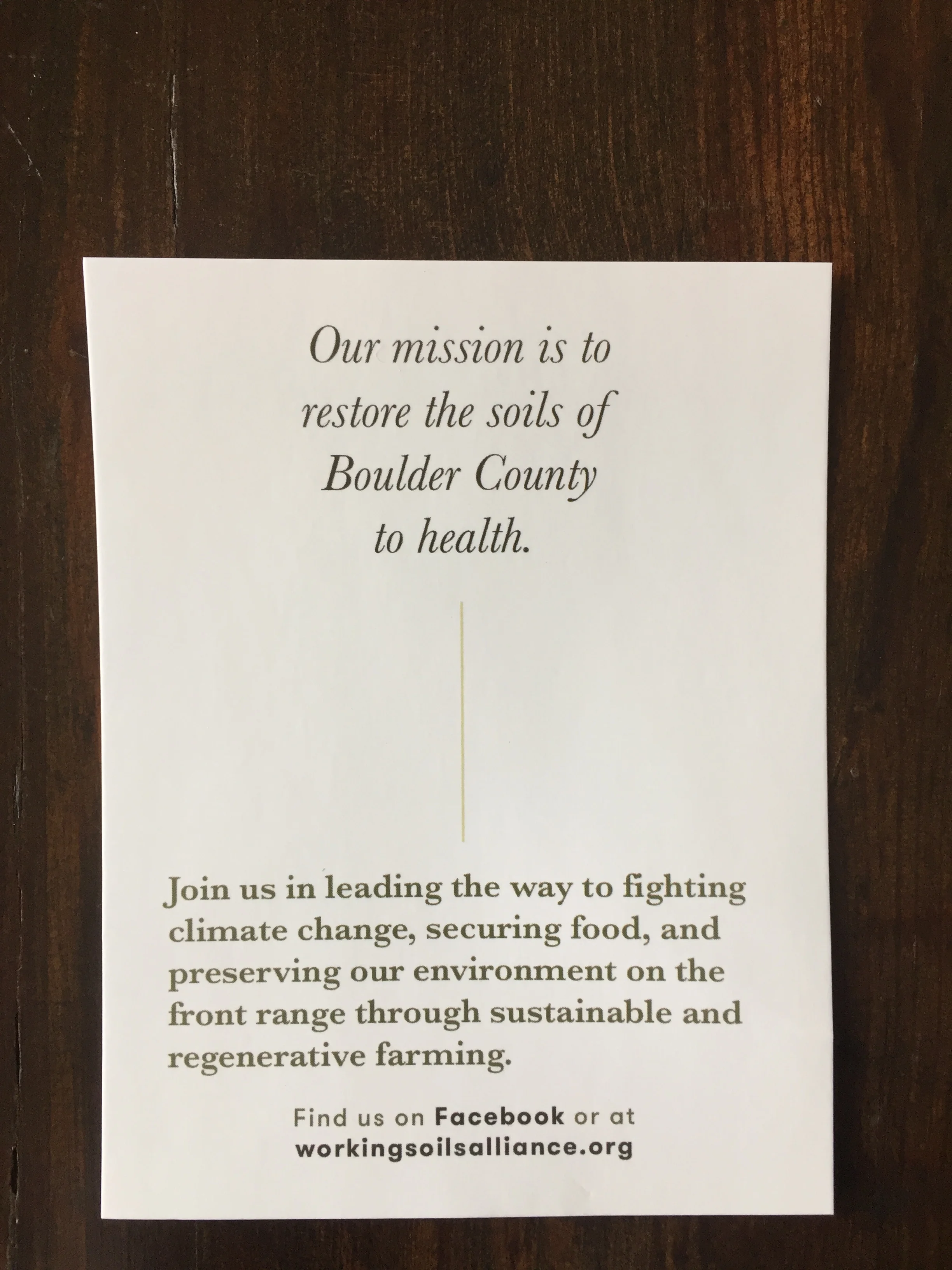 Brochure for Working Soils