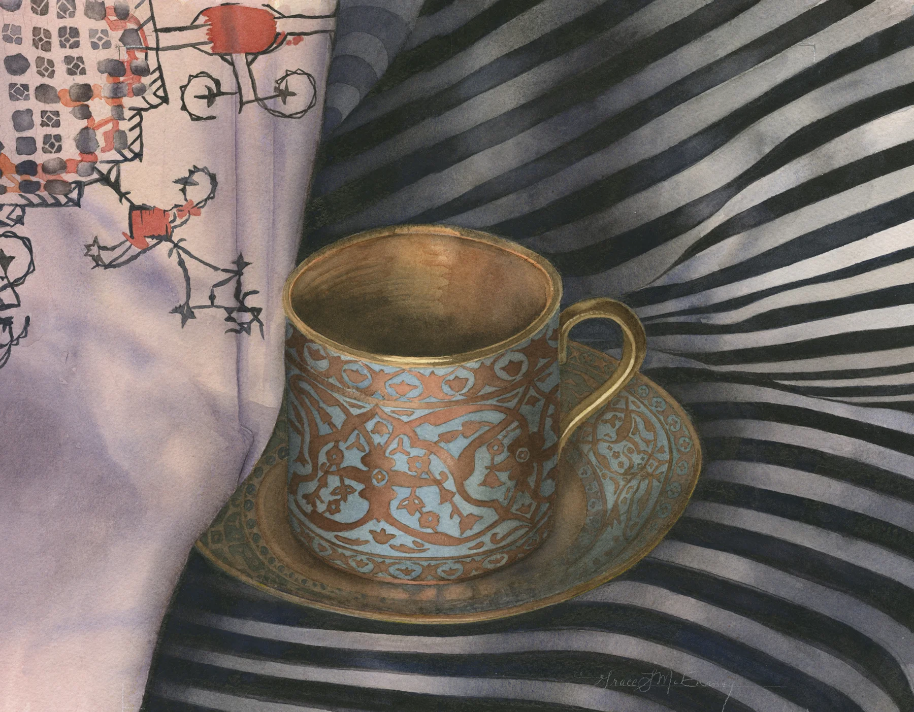 "Egyptian Cup on Striped Cloth" 20 1/2" x 21 1/2"