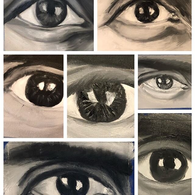 #oilpainting techniques class killed it today. We are learning how to do a #grisaille and will add #glazes next class for #color 
#eyes #blackandwhite #paintingclass