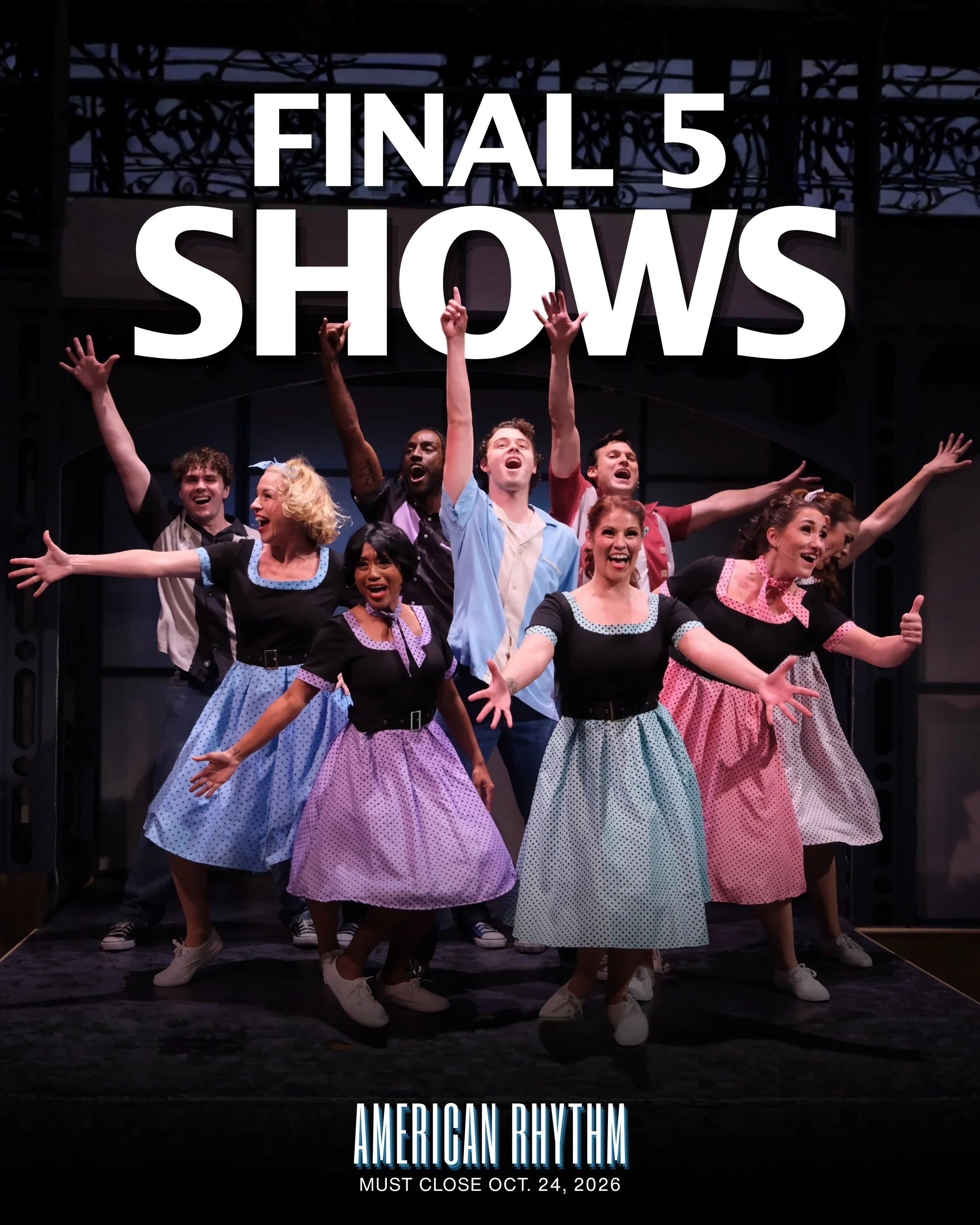 🚨 ONLY 5 SHOWS LEFT! This is your LAST CHANCE to experience AMERICAN RHYTHM: 100 Years of Amazing Music!

From Ragtime to Rock &rsquo;n&rsquo; Roll, don&rsquo;t miss one of this year&rsquo;s hottest hit musicals before it MUST CLOSE OCTOBER 24!

🎟️