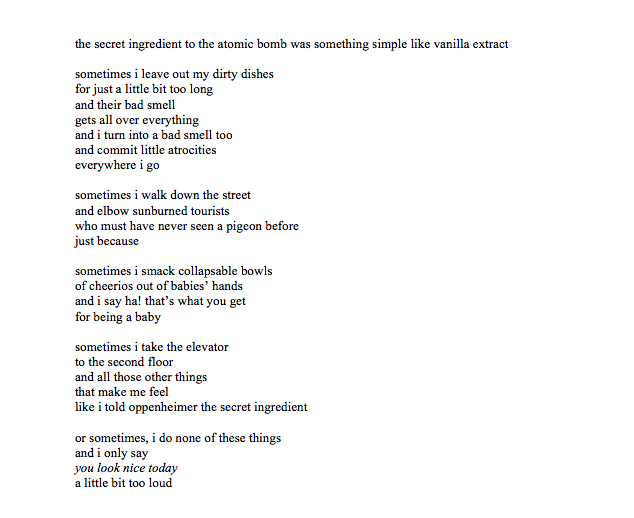 "the secret to the atomic bomb was something simple like vanilla extract"