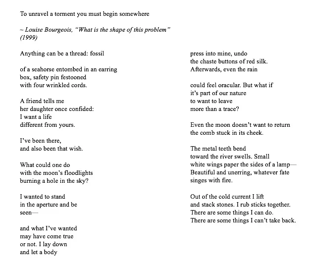 to unravel a torment you must begin somewhere