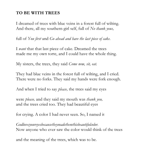 "TO BE WITH TREES"