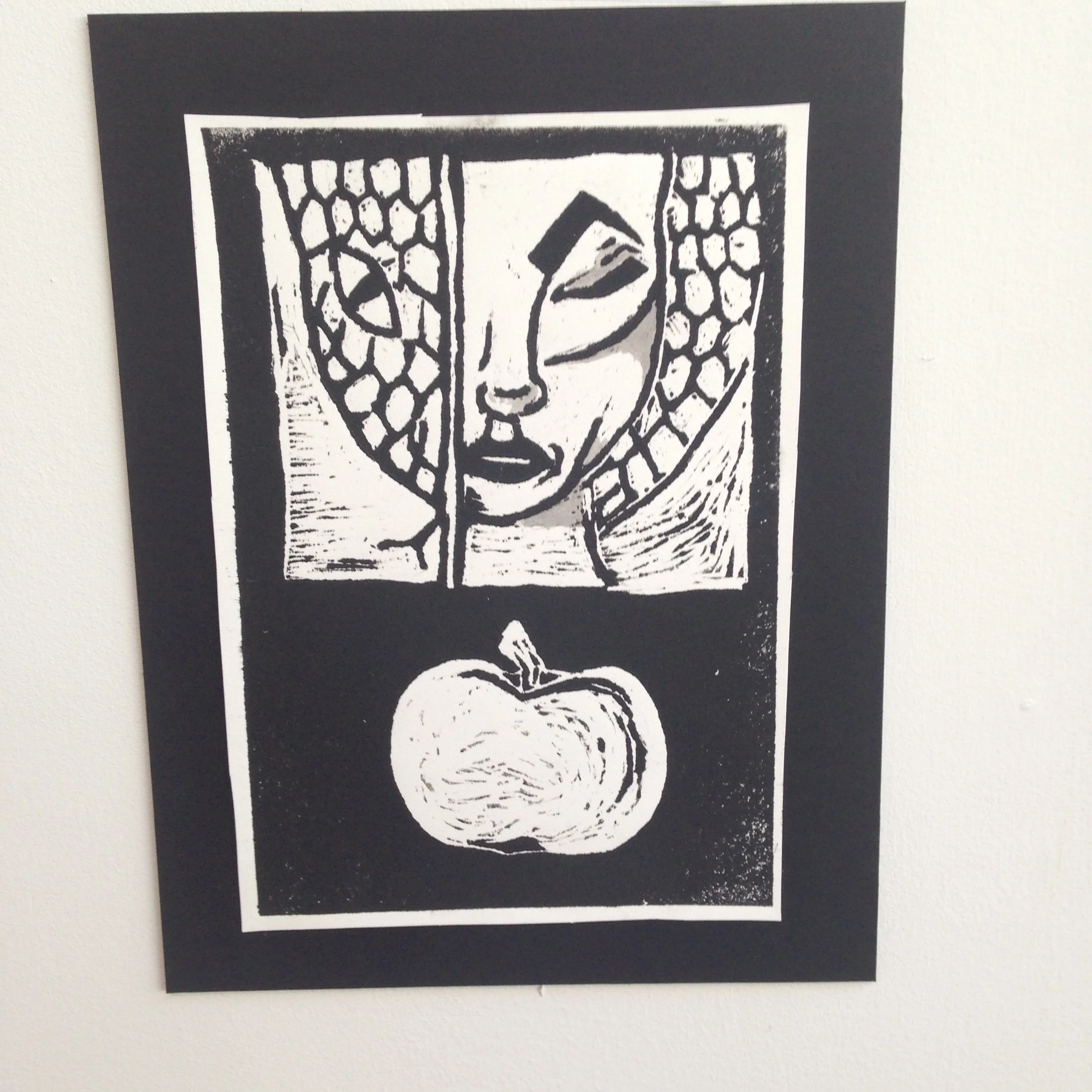  Linocut + Watercolor -2014 