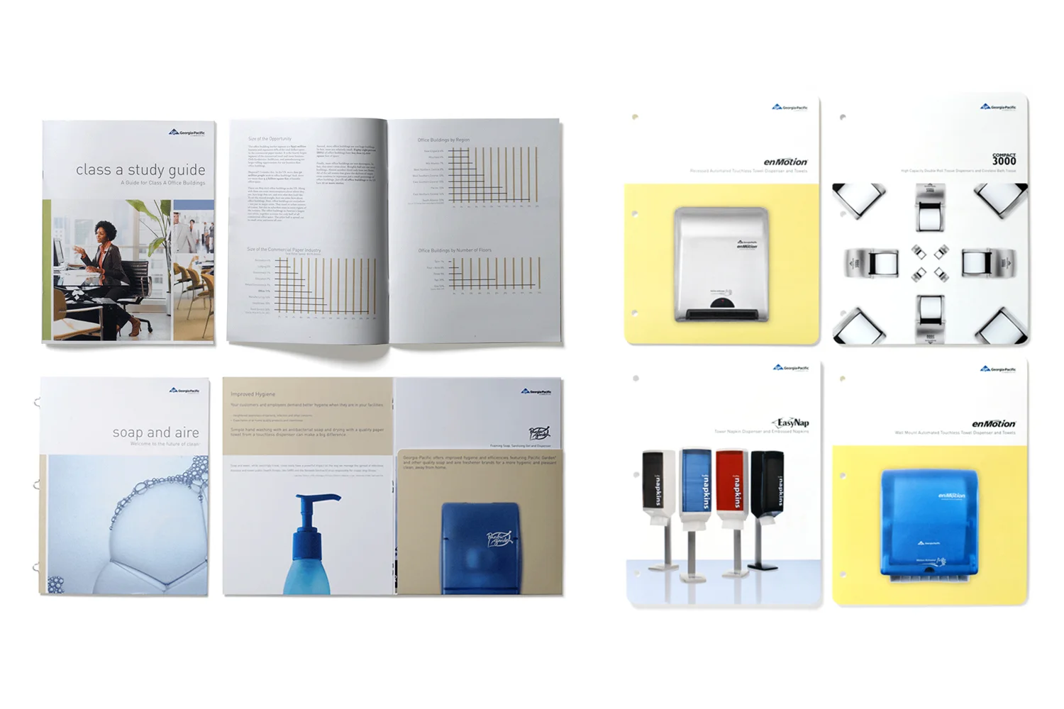 Sales tools in the form of printed collateral.