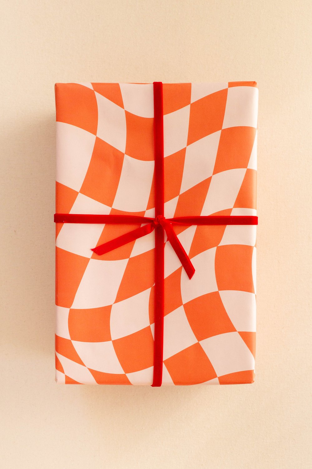 Orange Groovy Check — Wrapping Paper — Grown Wild Paper Co.