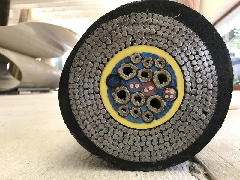 Figure 5: Cross cut of a fiber optic cable at the 2017 Venice Biennale Nordic Pavilion. Photo by the author.