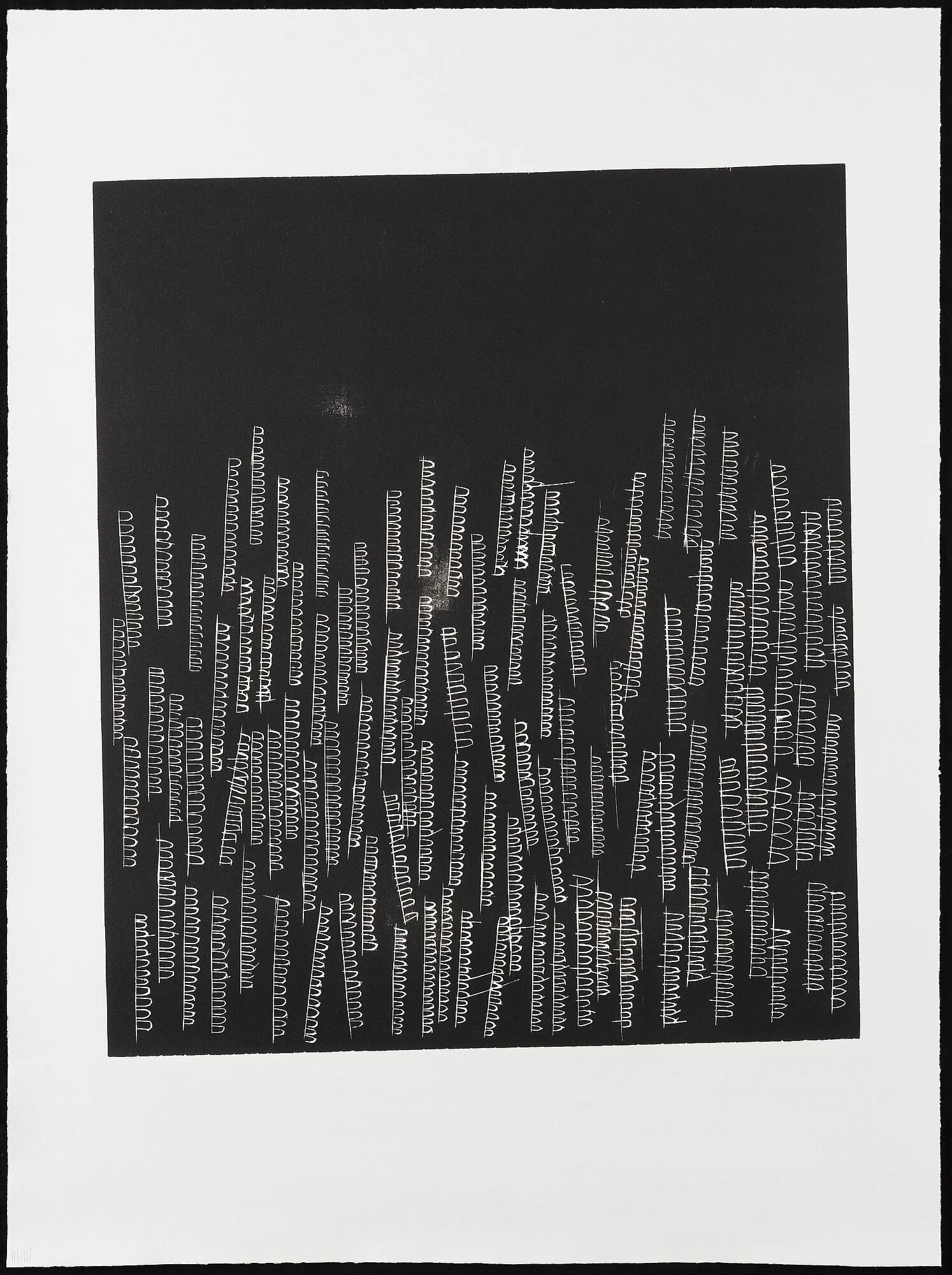 Figure 11: Ester Fleckner. I navigate in collisions, (Jeg navigerer i kollisioner), 7, 2014–2015. Woodcut on paper, 101 x 75 cm. Courtesy of the artist, Avlskarl Gallery, Copenhagen, and Galerie Barbara Wien, Berlin. (Photo: Anders Sune Berg)