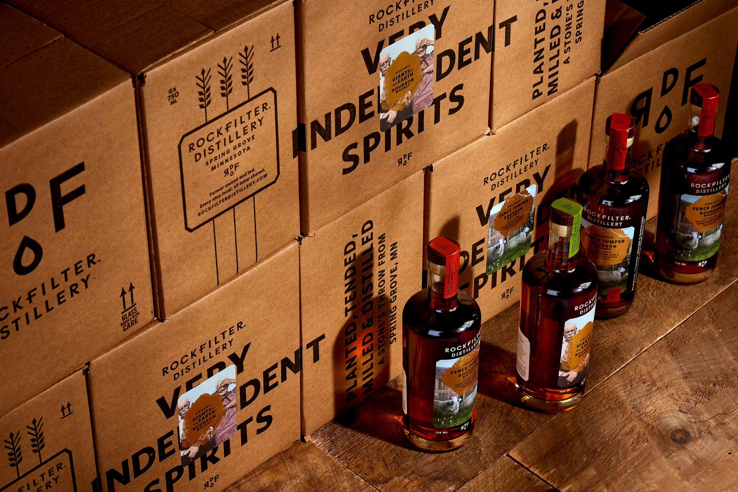 RockFilter Distillery packaging designed by Sarah Forss and Abby Haddican at Werner Design Werks.