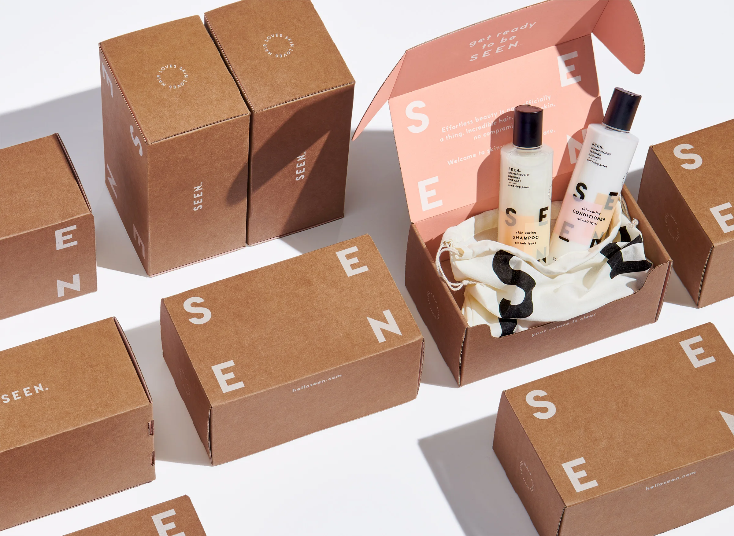SEEN shipping box and collateral materials designed by Abby Haddican at Werner Design Werks in Minneapolis, Minnesota