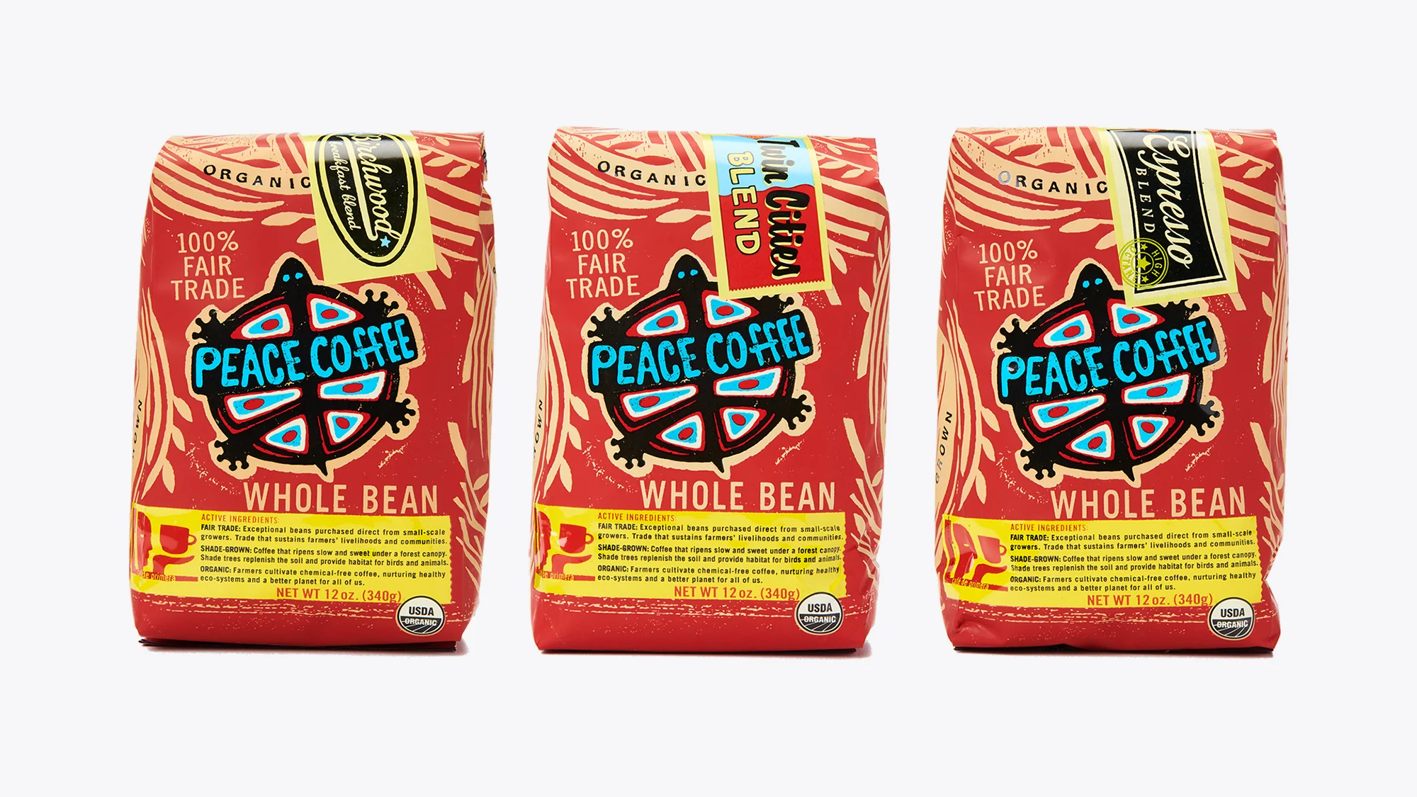 Sample of the old Peace Coffee packaging.